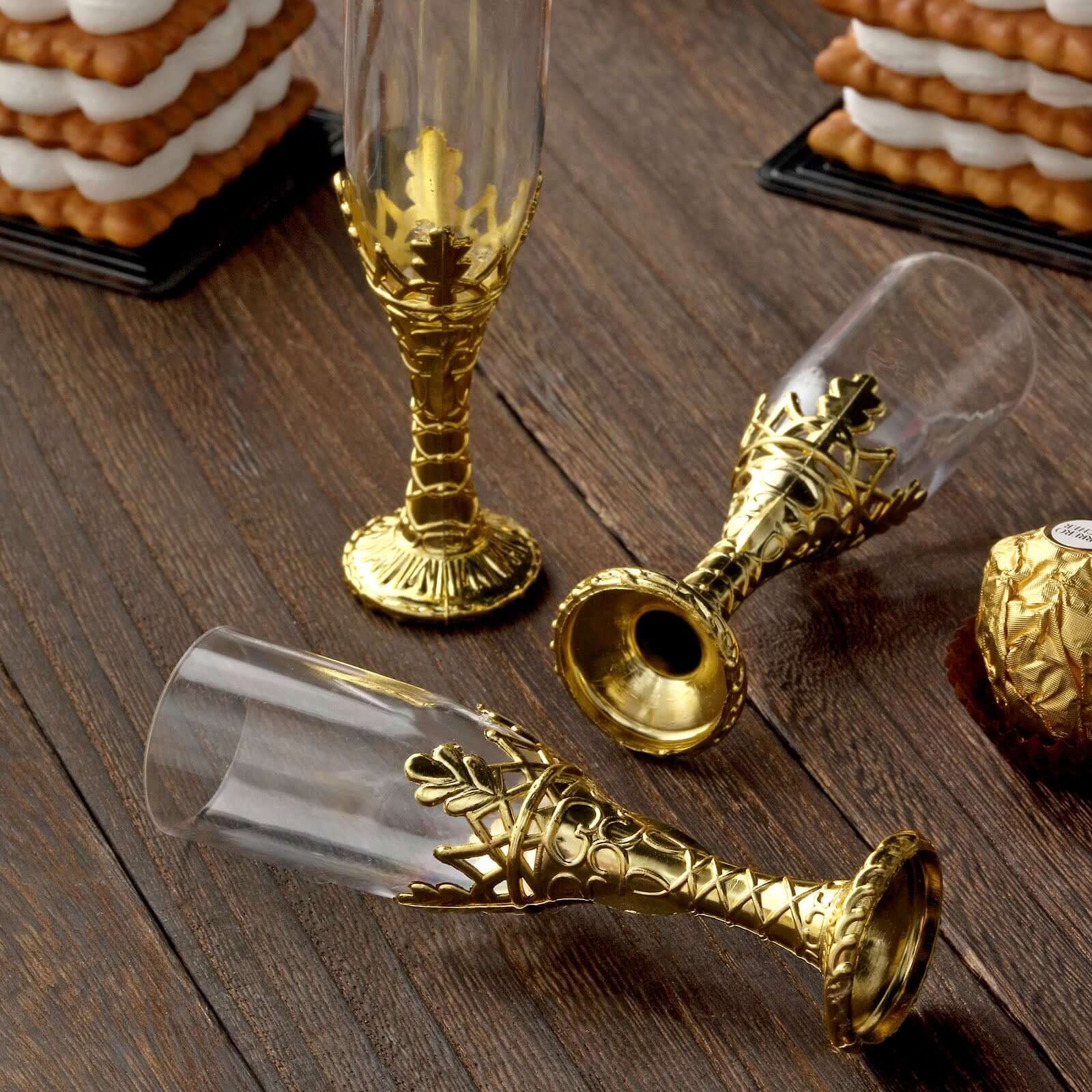 12-Pack Plastic Fillable Mini Candy Container in Champagne Bottle Style 4" Clear Gold - Candy Treat Favor Boxes - Image 7
