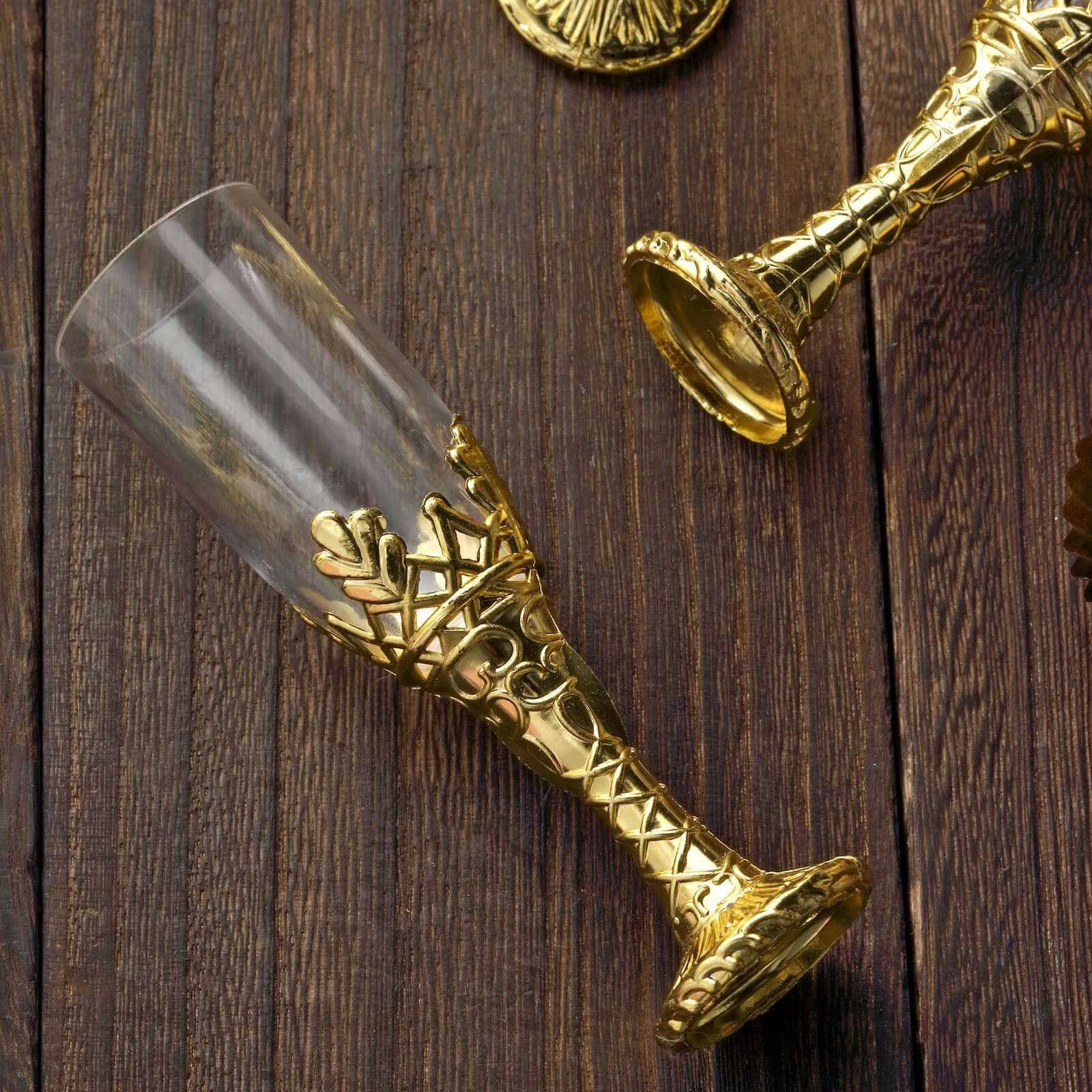12-Pack Plastic Fillable Mini Candy Container in Champagne Bottle Style 4" Clear Gold - Candy Treat Favor Boxes - Image 9