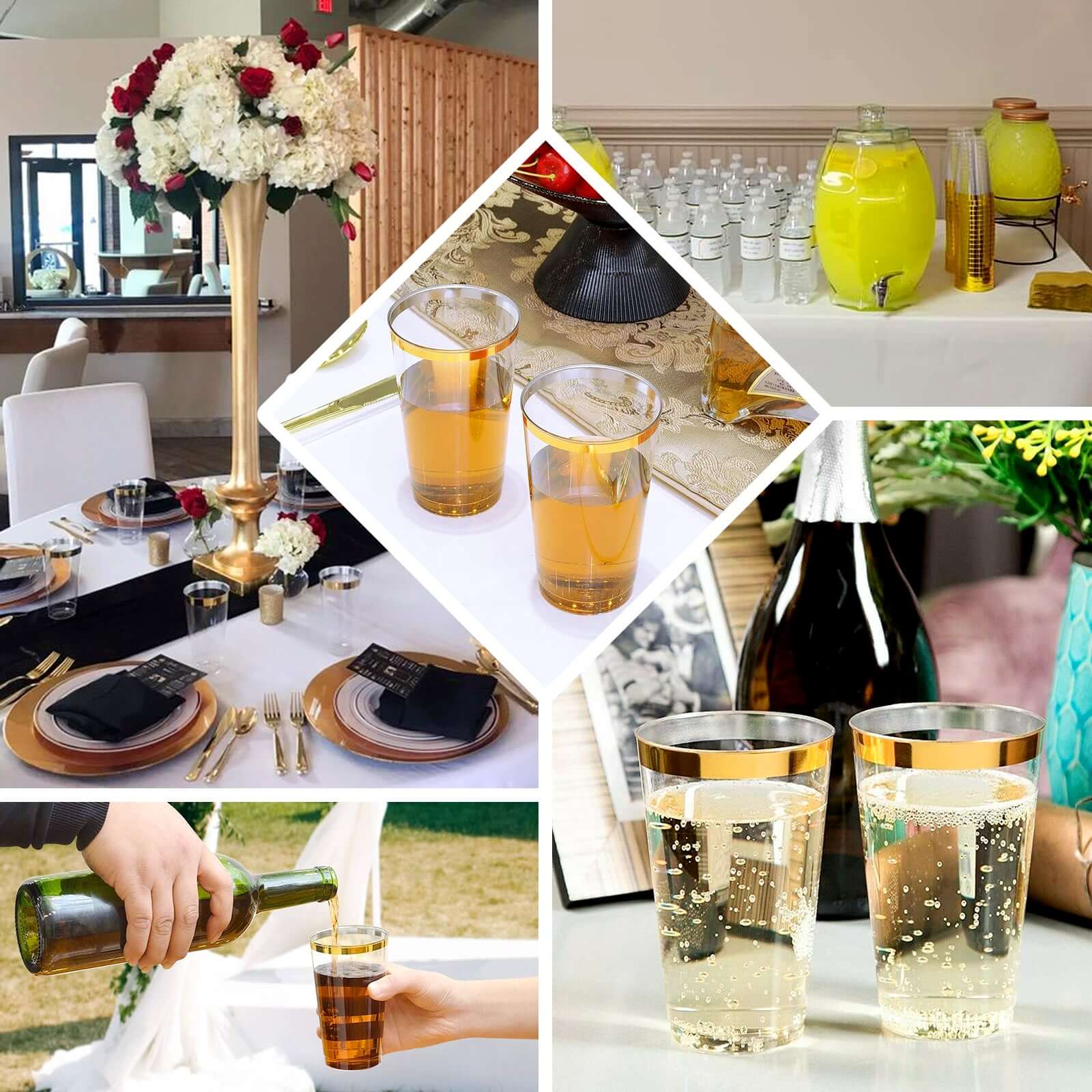 12-Pack Plastic Party Cups 17oz Clear with Gold Rim - Disposable Drinking Tumblers 5.5" - Image 4