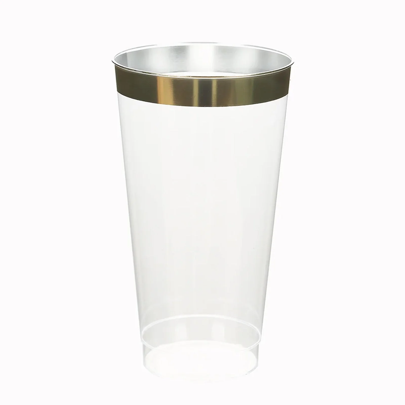 12-Pack Plastic Party Cups 17oz Clear with Gold Rim - Disposable Drinking Tumblers 5.5" - Image 5