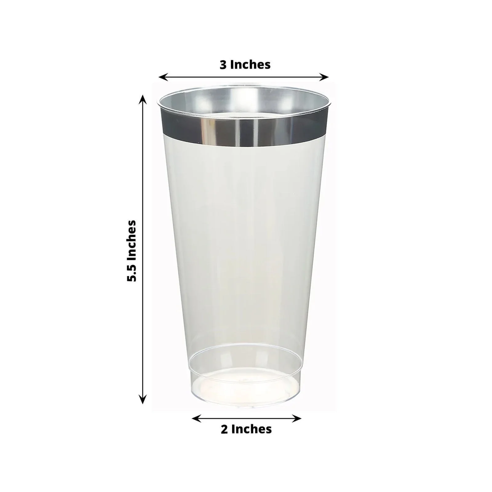 12-Pack Plastic Party Cups 17oz Clear with Silver Rim - Disposable Drinking Tumblers 5.5" - Image 8