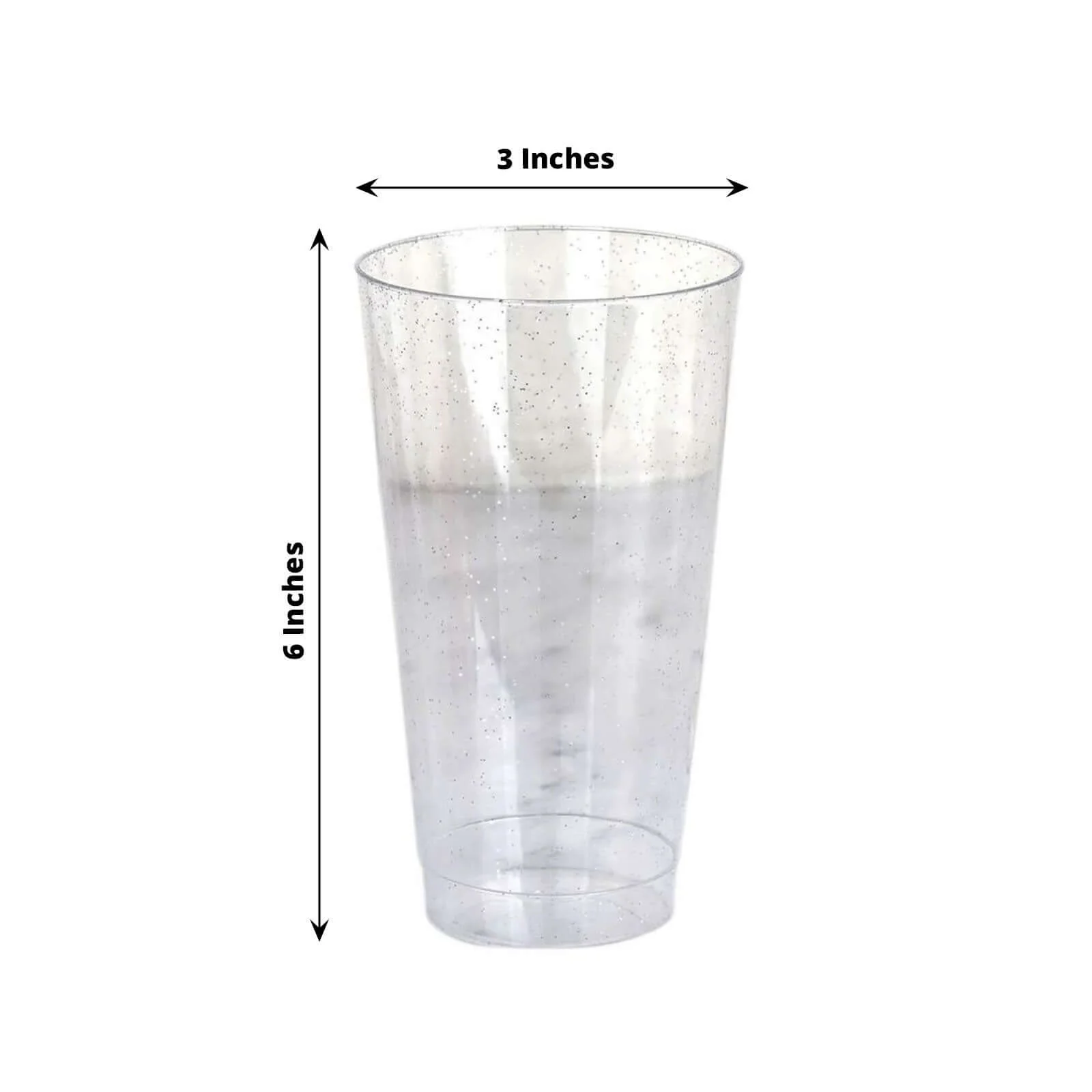 12-Pack Plastic Party Cups 17oz Silver Glitter - Disposable Drinking Tumblers 6" - Image 3