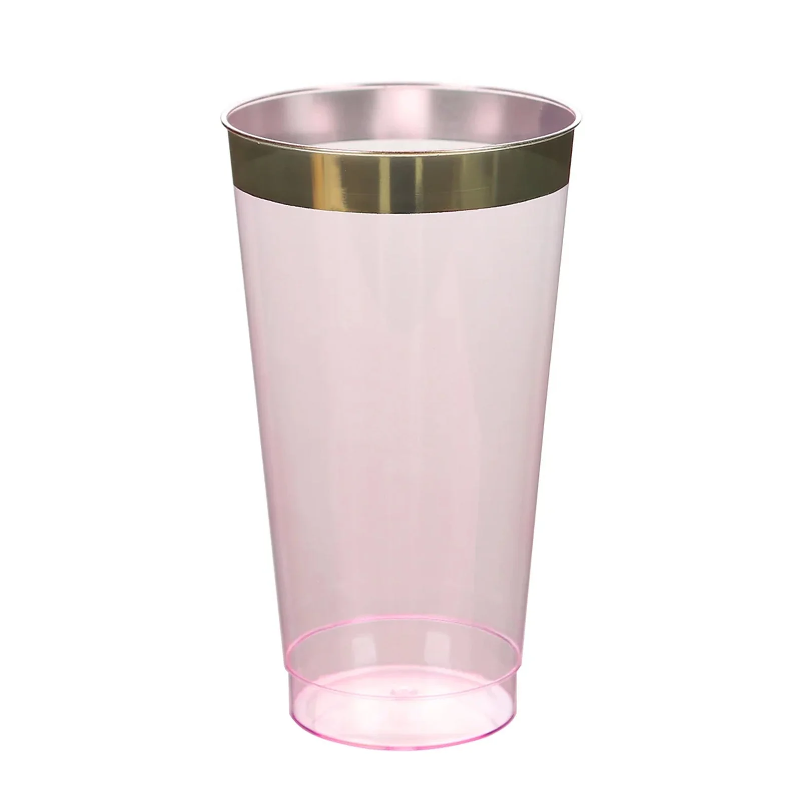 12-Pack Plastic Party Cups 17oz Transparent Blush with Gold Rim - Disposable Drinking Tumblers 5.5" - Image 6