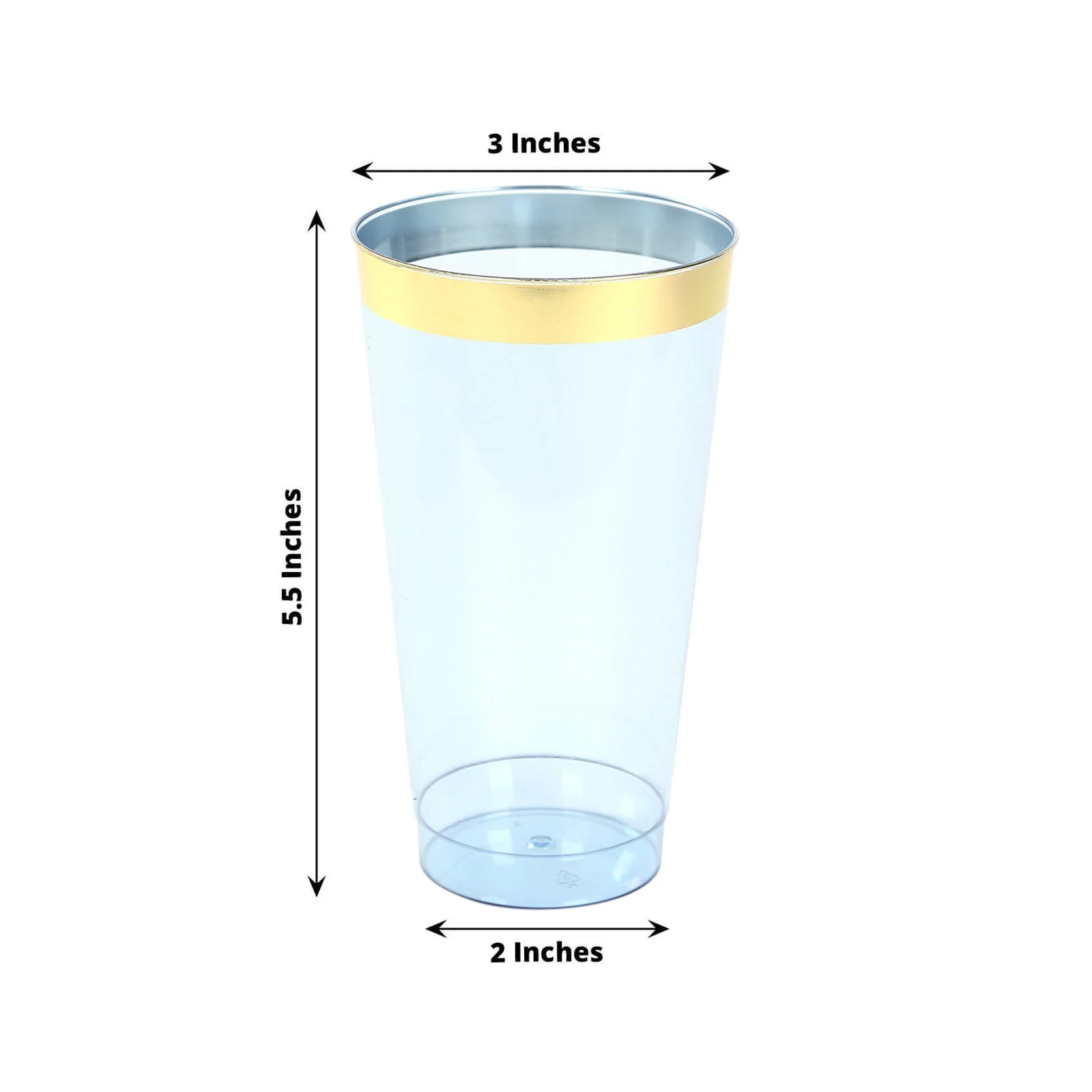 12-Pack Plastic Party Cups 17oz Transparent Dusty Blue with Gold Rim - Disposable Drinking Tumblers 5.5" - Image 2