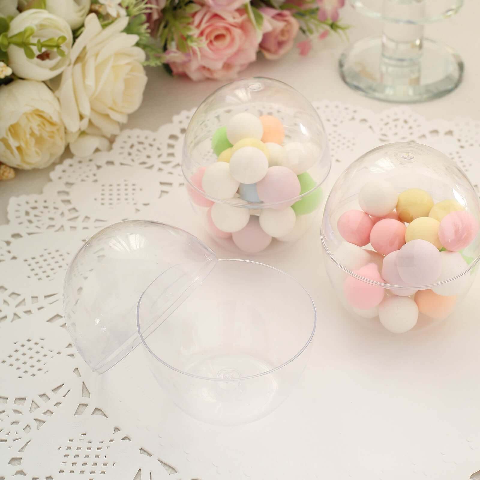 12-Pack Plastic Party Favor Cup Containers 4oz Clear Egg Shape Design - Disposable Mini Dessert Cups with Dome Lids for Candies, Nuts & Small Treats - Image 10