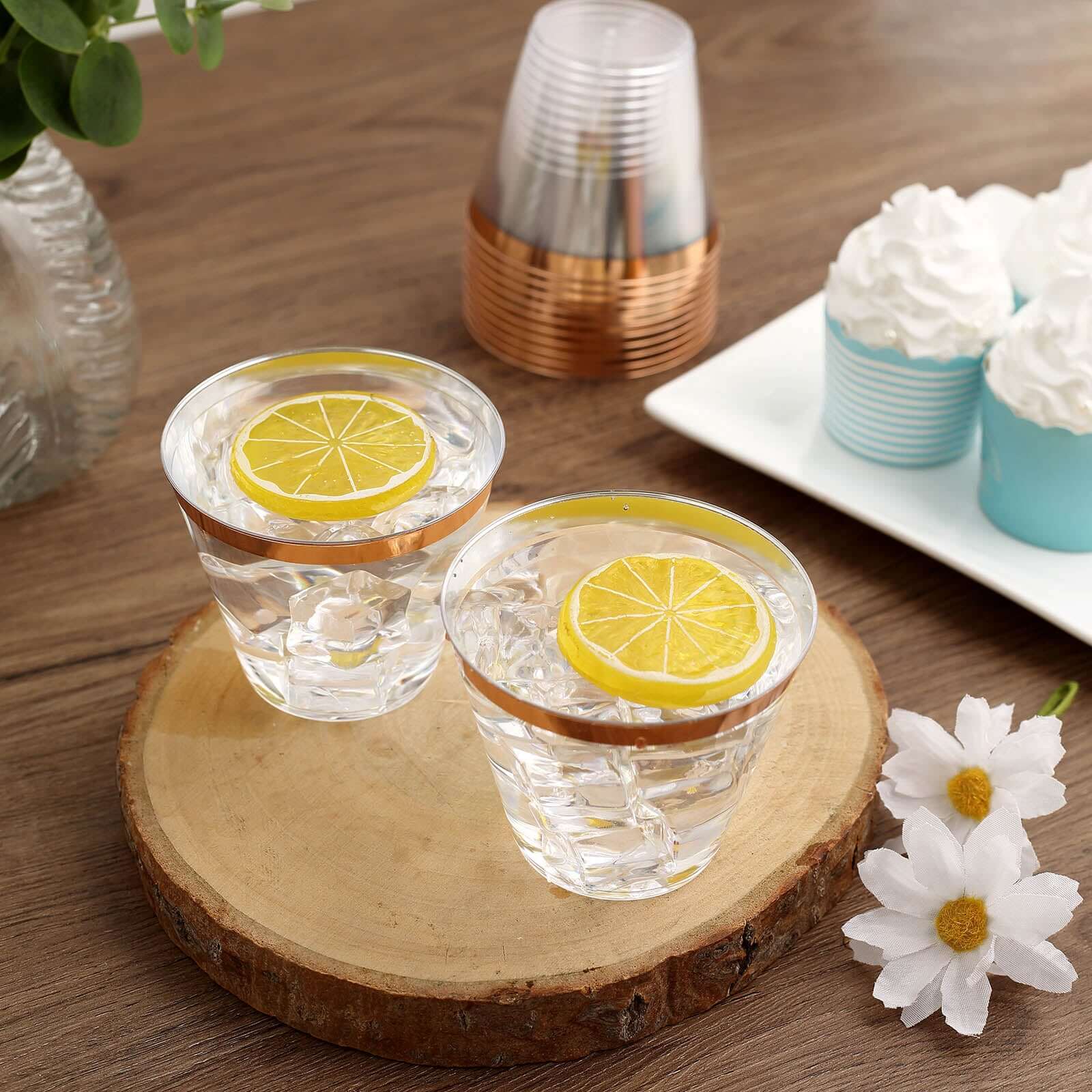12-Pack Plastic Party Squat Cups 10oz Clear with Rose Gold Rim - Modern Disposable Tumblers for Events & Outdoor Gatherings - Image 7