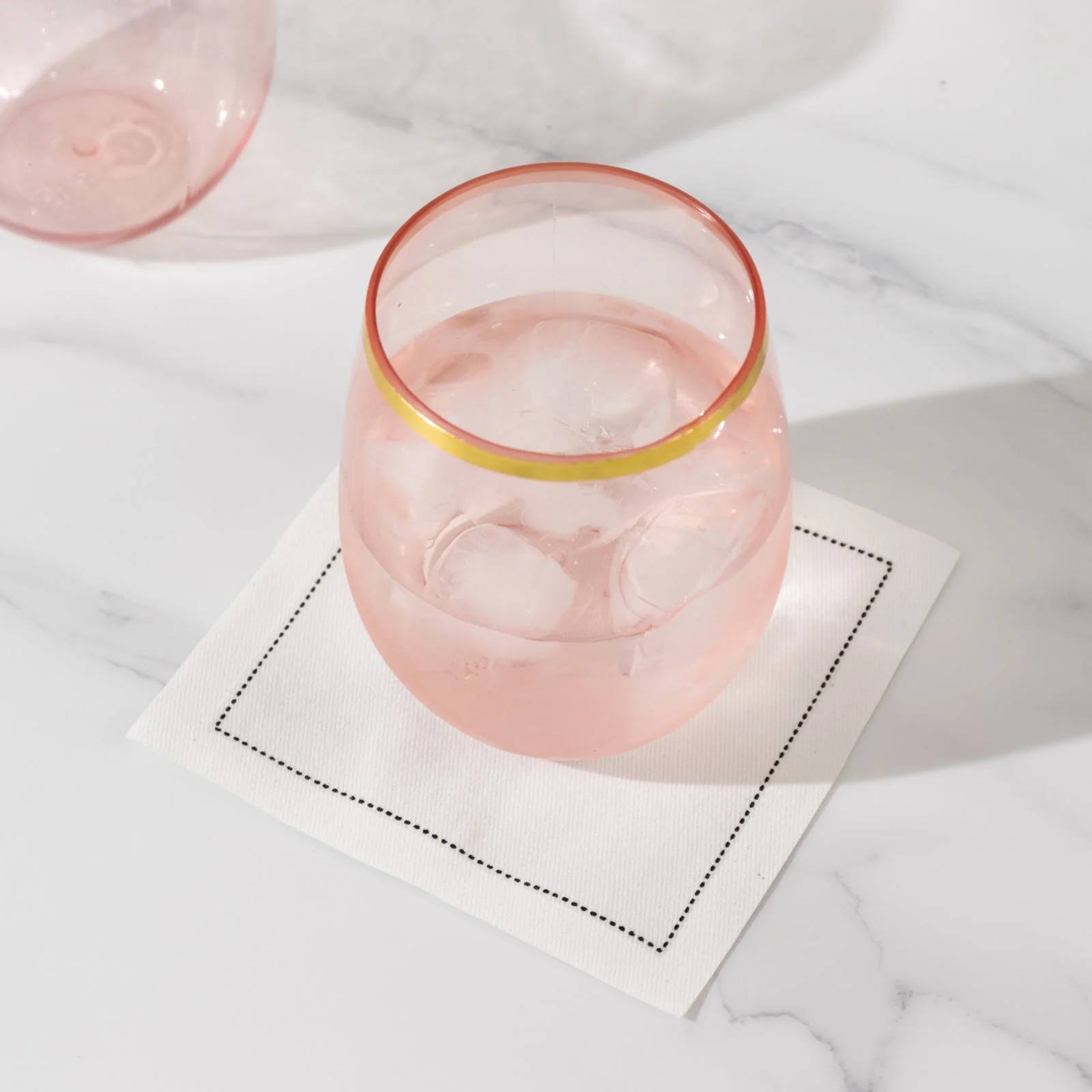 12-Pack Plastic Stemless Wine Glasses 12oz, Transparent Blush with Gold Rim - Reusable Tumblers for Events - Image 13