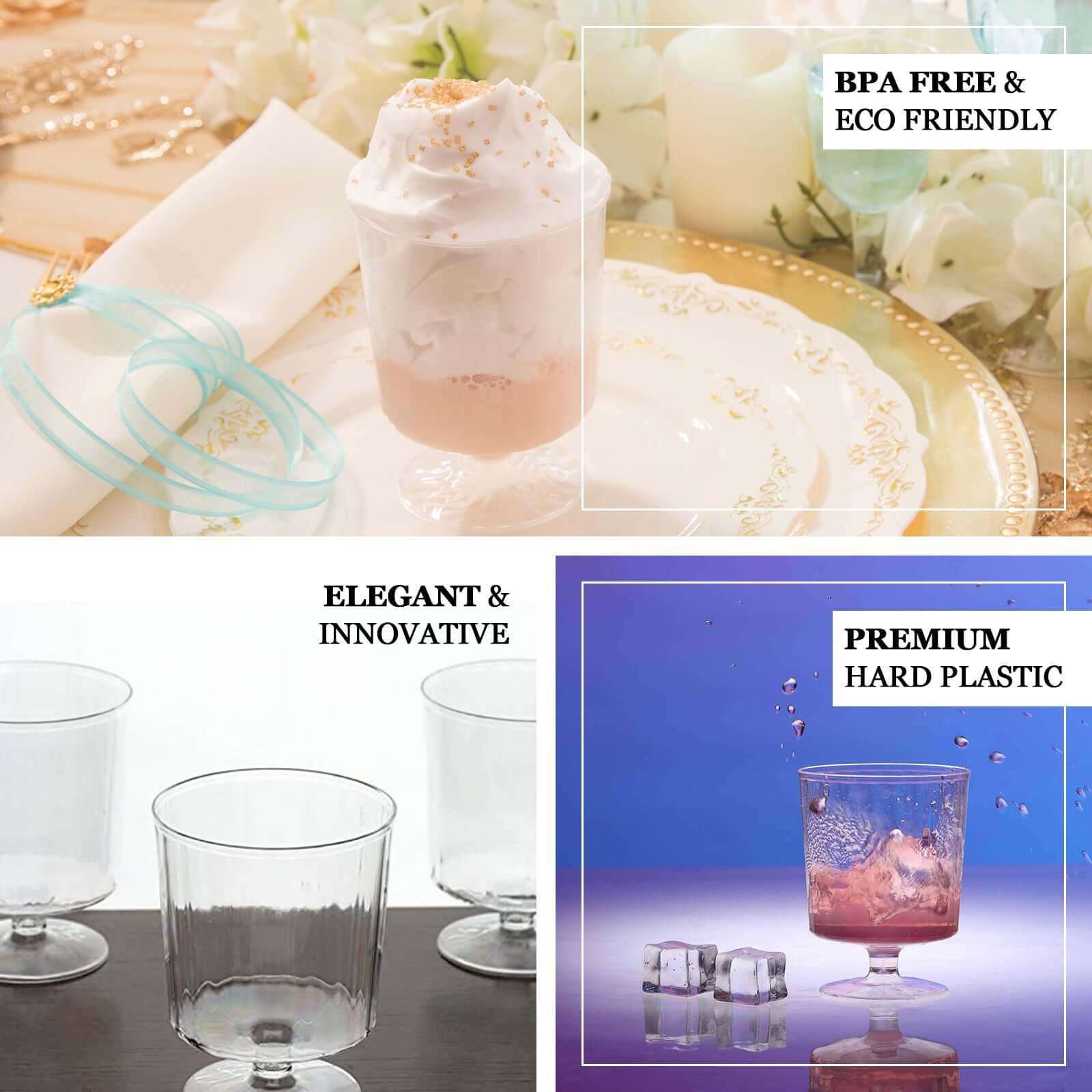 12-Pack Plastic Wine Glasses 8oz Clear Short Stem - Disposable Wine Cups for Parties - Image 4