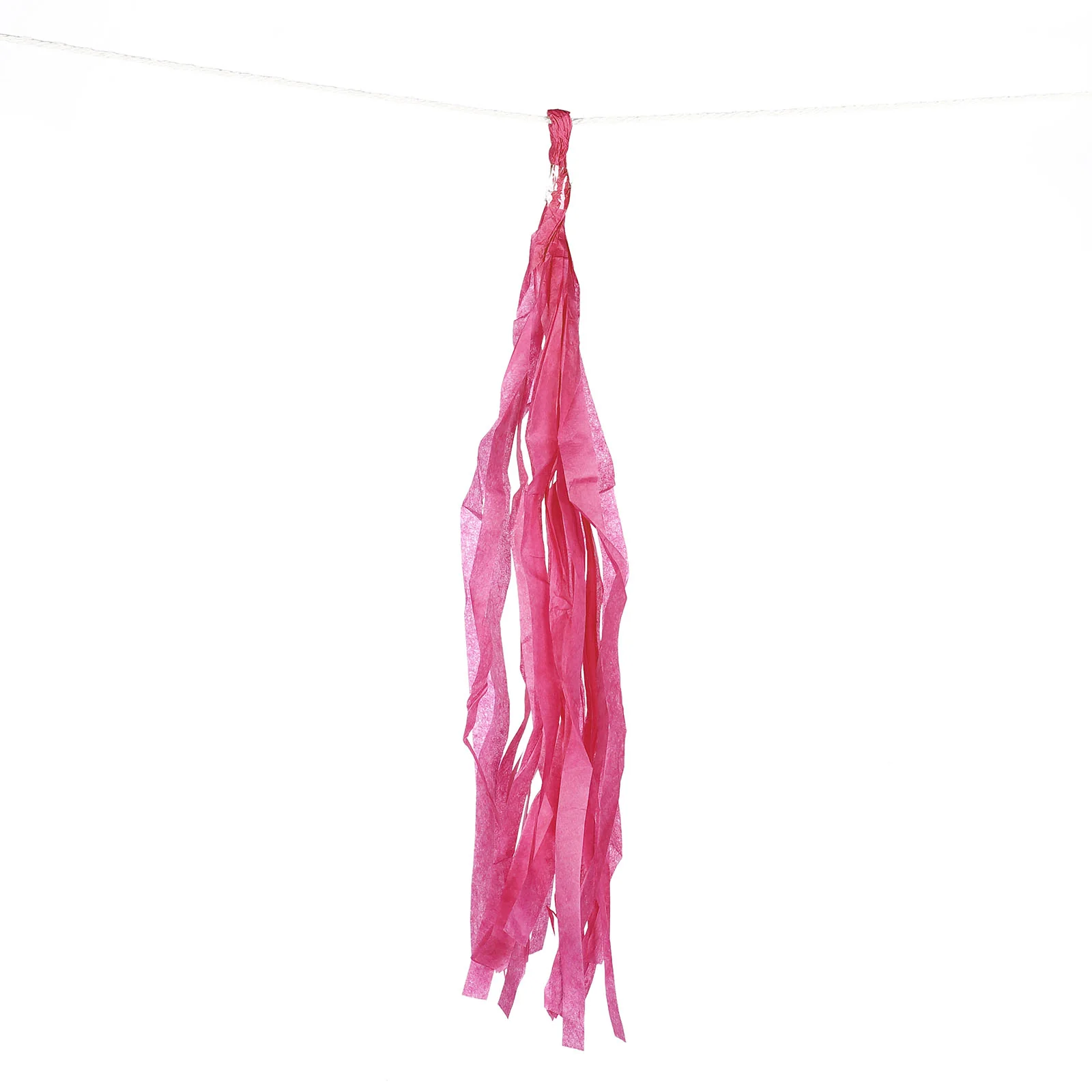 12 Pack Pre-Tied Fuchsia Paper Fringe Tassels With Garland String, Hanging Streamer Banner - Image 7