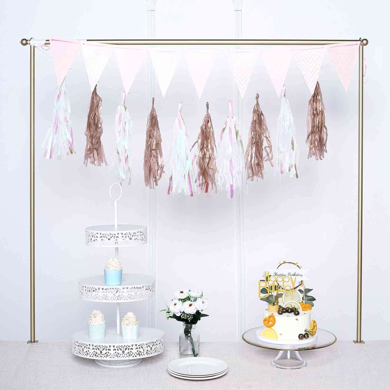 12 Pack Pre-Tied Rose Gold Paper Fringe Tassels With Garland String, Hanging Streamer Banner - Image 11