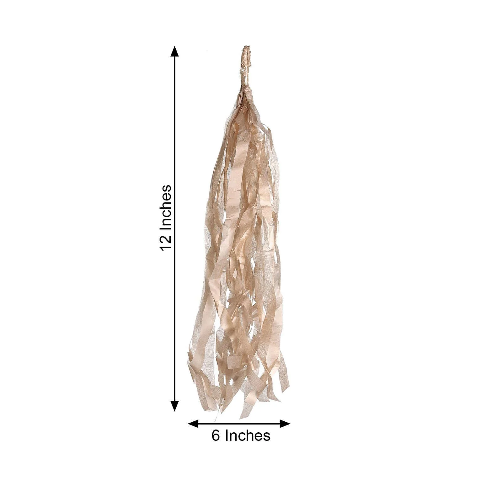 12 Pack Pre-Tied Rose Gold Paper Fringe Tassels With Garland String, Hanging Streamer Banner - Image 3
