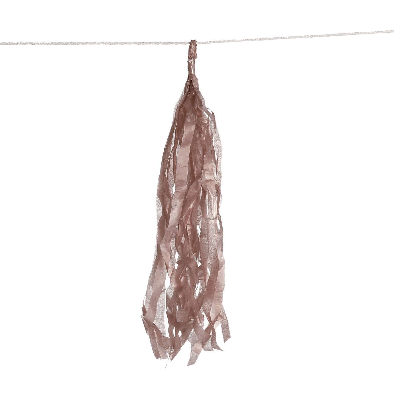 12 Pack Pre-Tied Rose Gold Paper Fringe Tassels With Garland String, Hanging Streamer Banner - Image 7