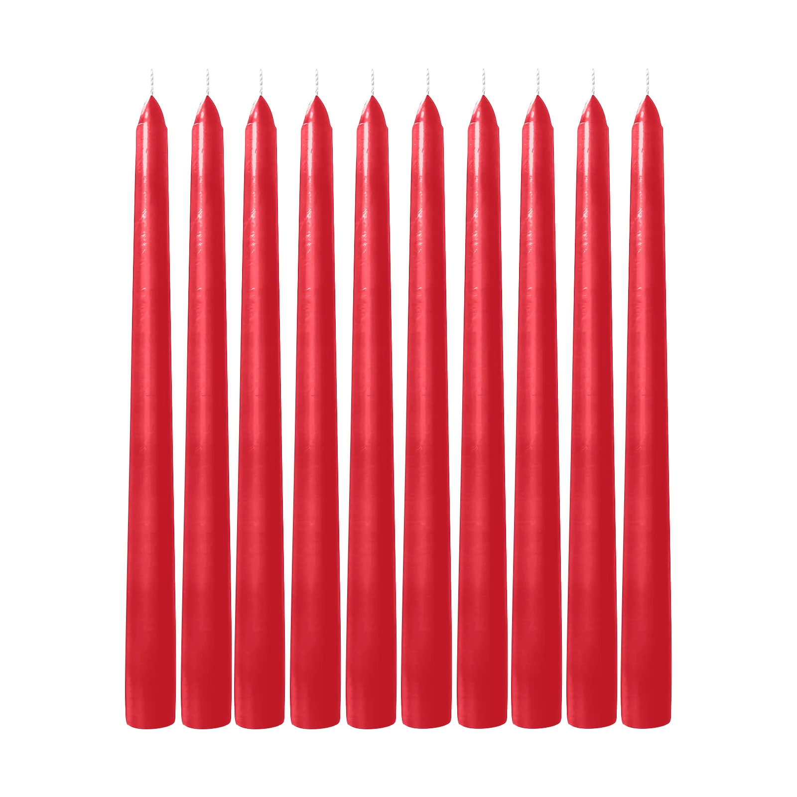 10-Pack Taper Candles 10" Premium Wax Design Red - Unscented Candles - Image 6