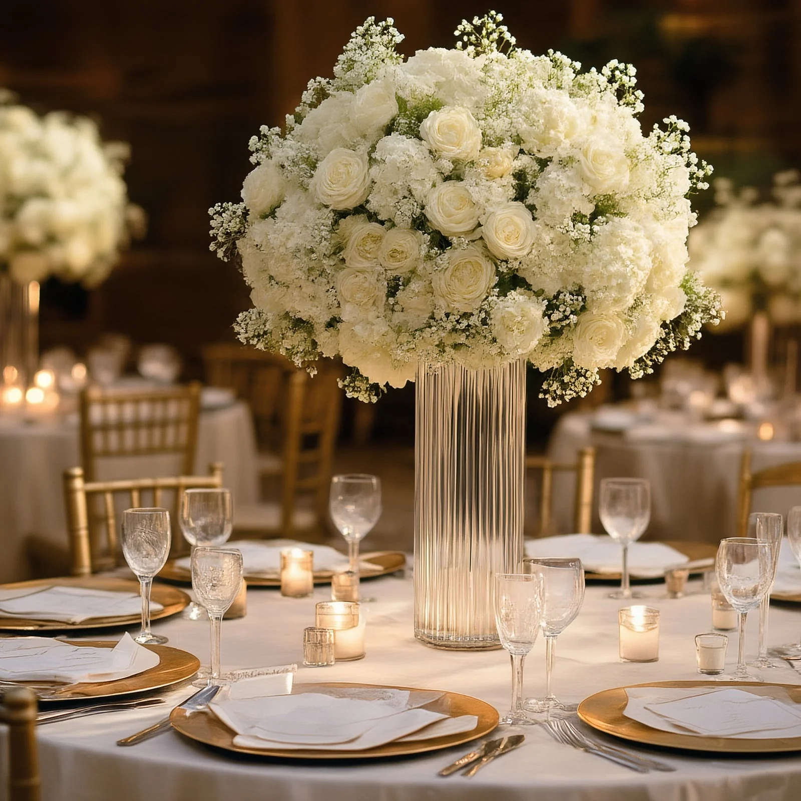 12 Pack Ribbed Cylinder Glass Vases – 10" Tall Clear Flower Vases for Table Centerpieces, Home & Wedding Decor - Image 2