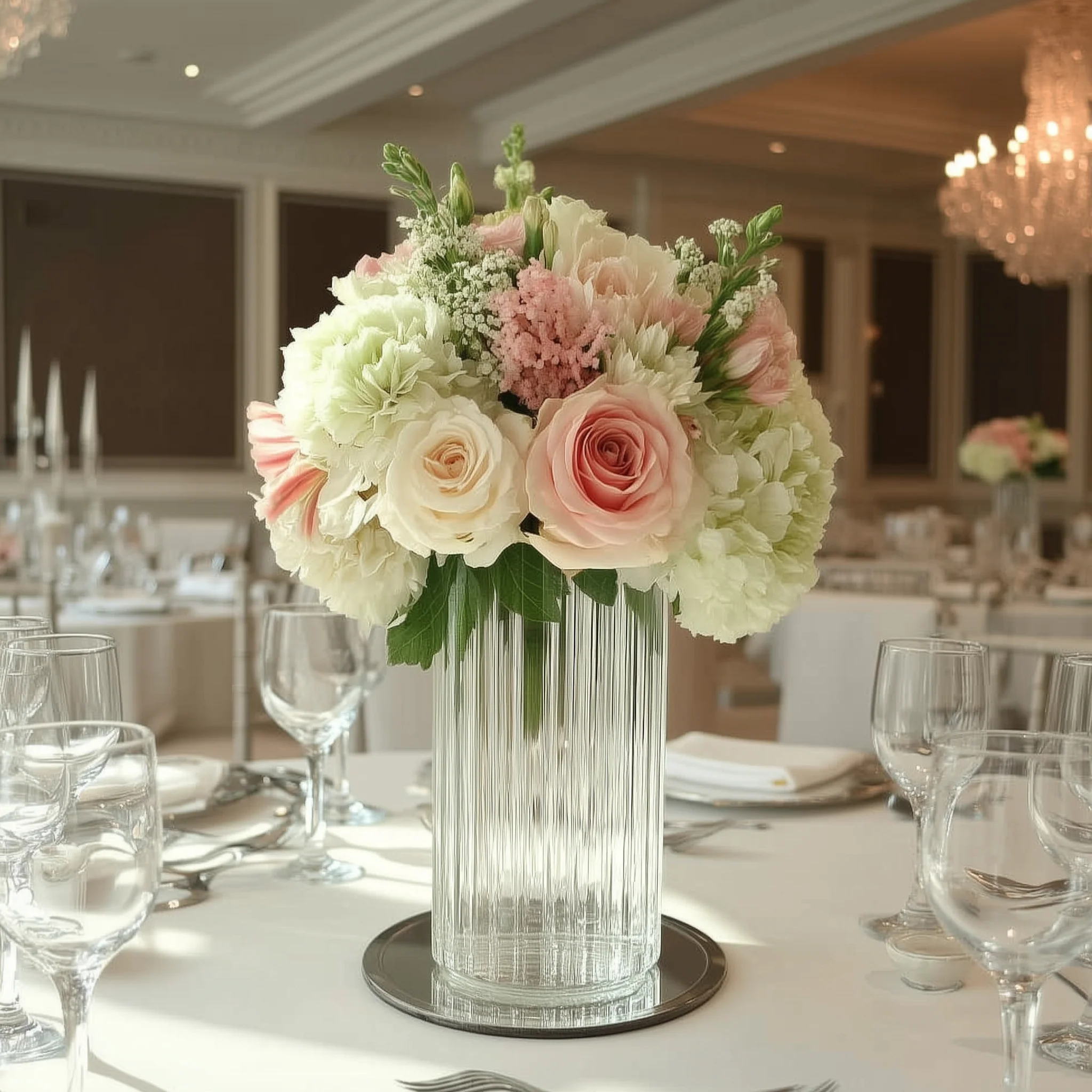 12 Pack Ribbed Cylinder Glass Vases – 10" Tall Clear Flower Vases for Table Centerpieces, Home & Wedding Decor - Image 4
