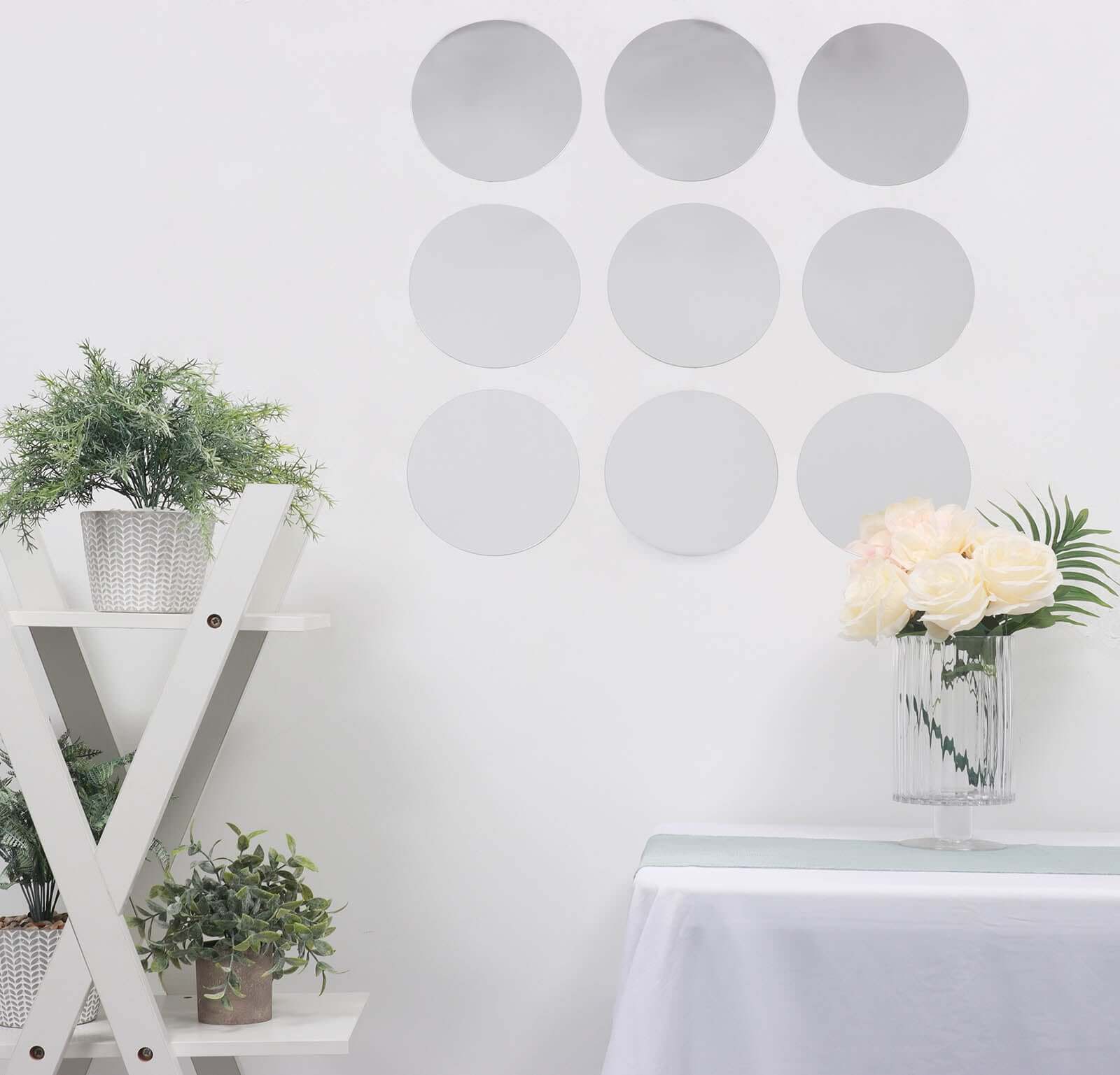 12 Pack Round Acrylic Mirror Wall Stickers, Removable Wall Decals For Home Decor - 8" - Image 14
