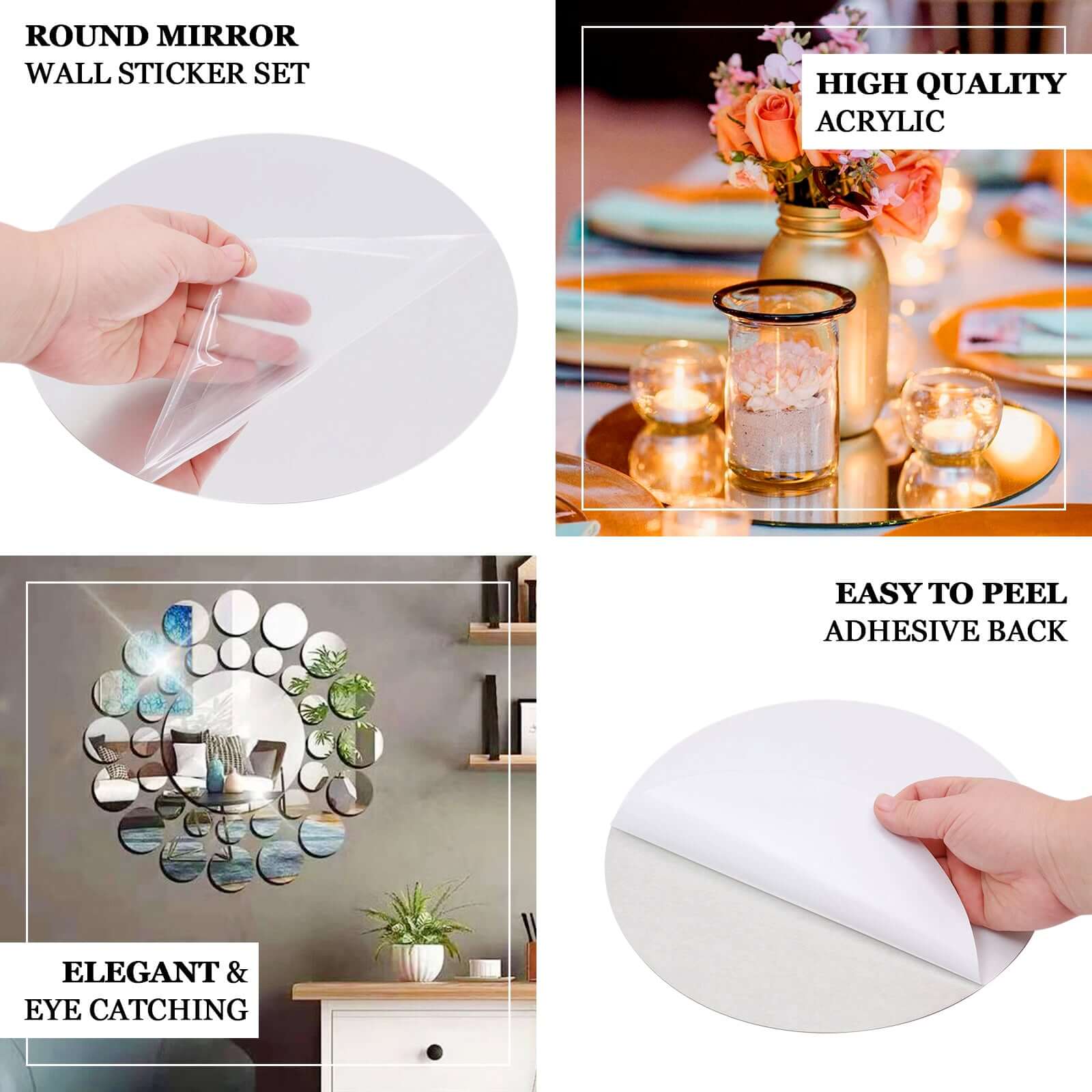 12 Pack Round Acrylic Mirror Wall Stickers, Removable Wall Decals For Home Decor - 8" - Image 4