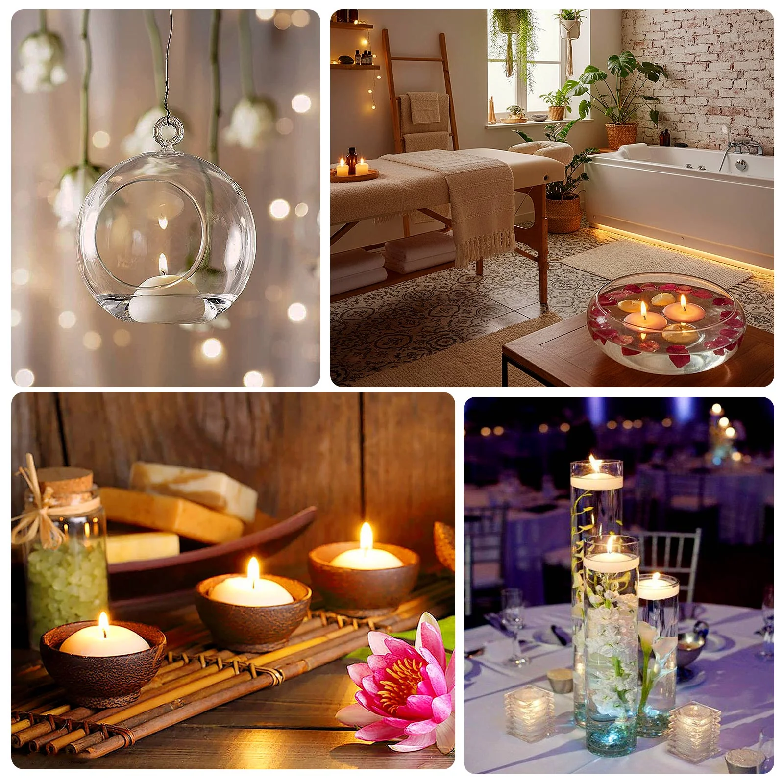 12 Pack Silver Floating Candles, 3" Unscented Dripless Wax Discs for Centerpieces - Image 4