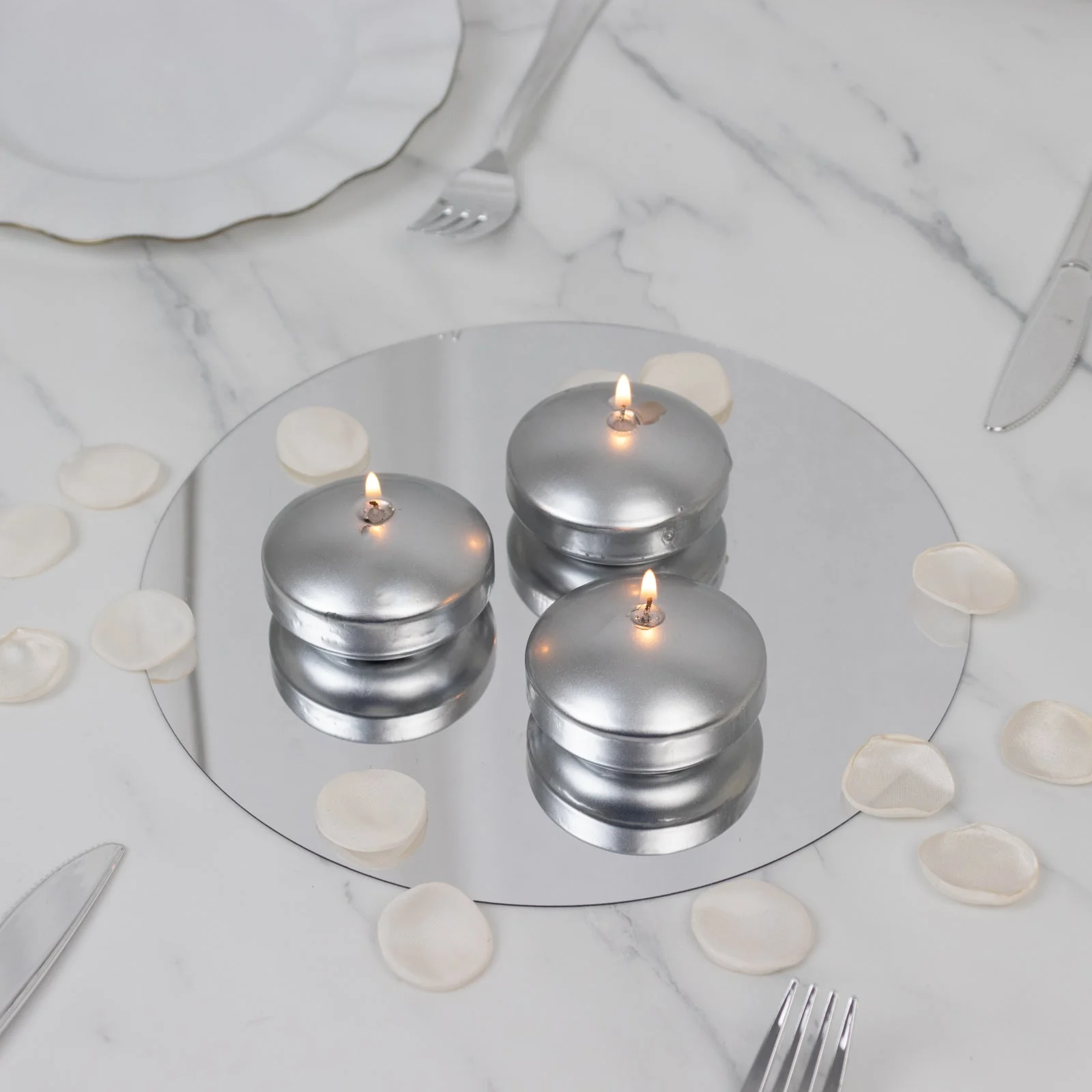 12 Pack Silver Floating Candles, 3" Unscented Dripless Wax Discs for Centerpieces - Image 7