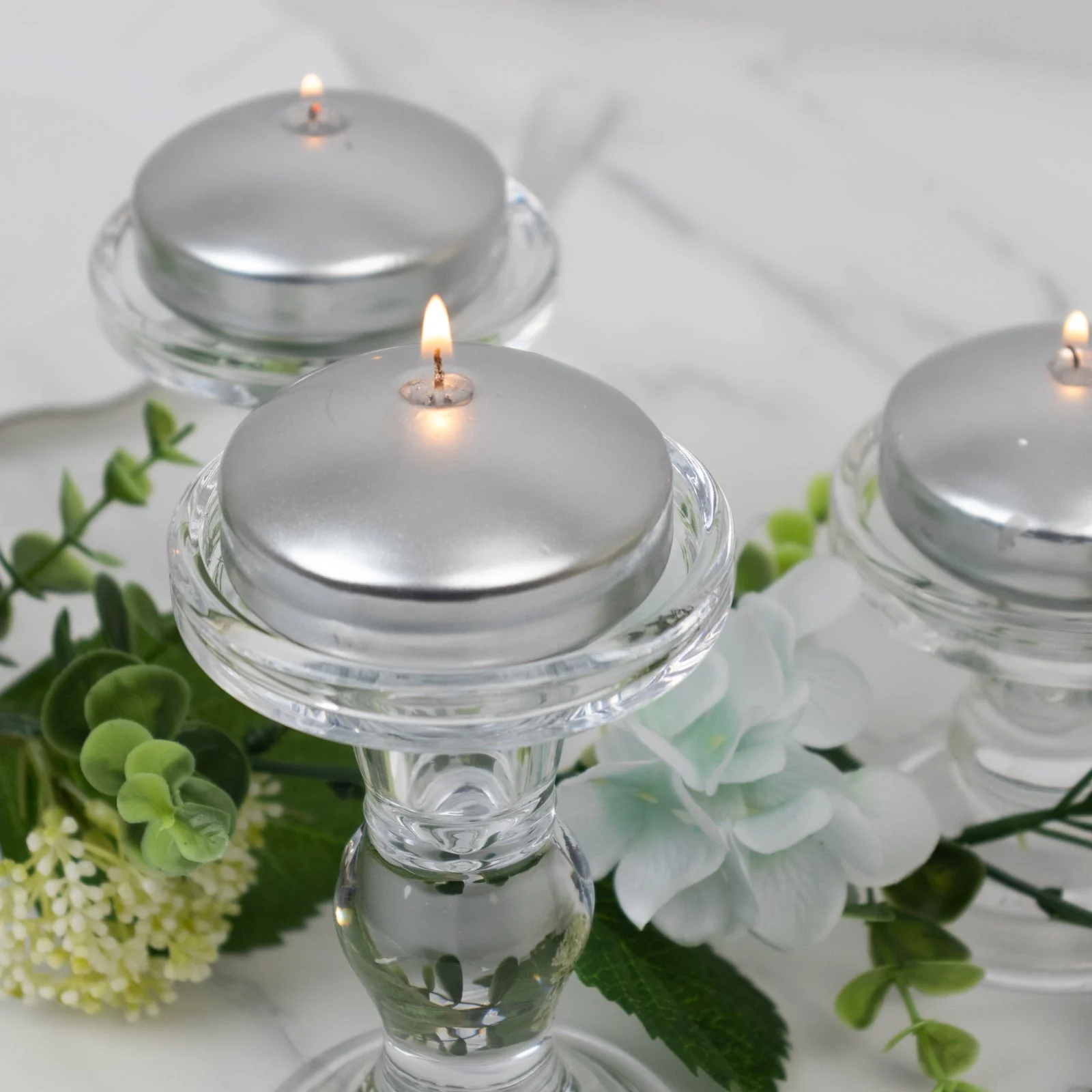 12 Pack Silver Floating Candles, 3" Unscented Dripless Wax Discs for Centerpieces - Image 8