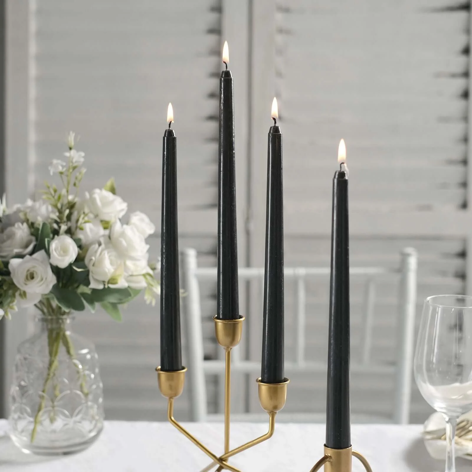 10-Pack Taper Candles 10" Premium Wax Design Black - Unscented Candles for Stylish Settings - Image 7