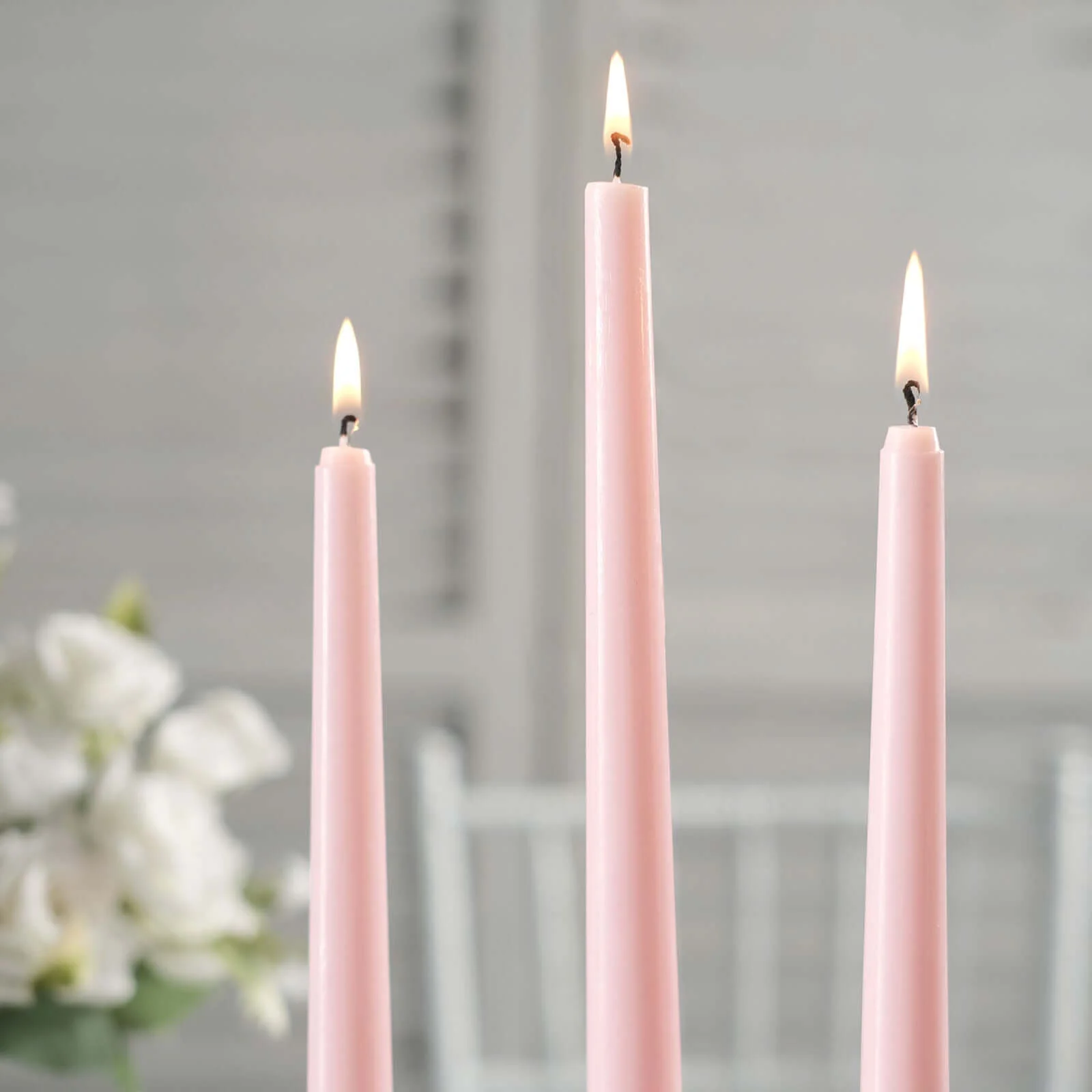 10-Pack Taper Candles 10" Premium Wax Design Blush - Unscented Candles - Image 2