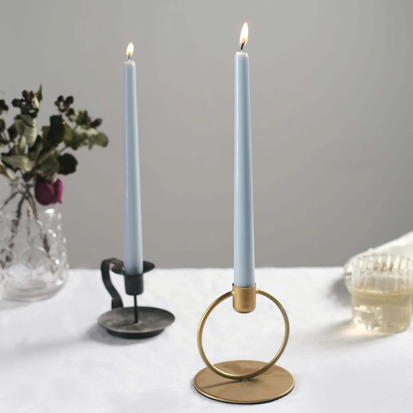 10-Pack Taper Candles 10" Premium Wax Design Dusty Blue - Unscented Candles - Image 8