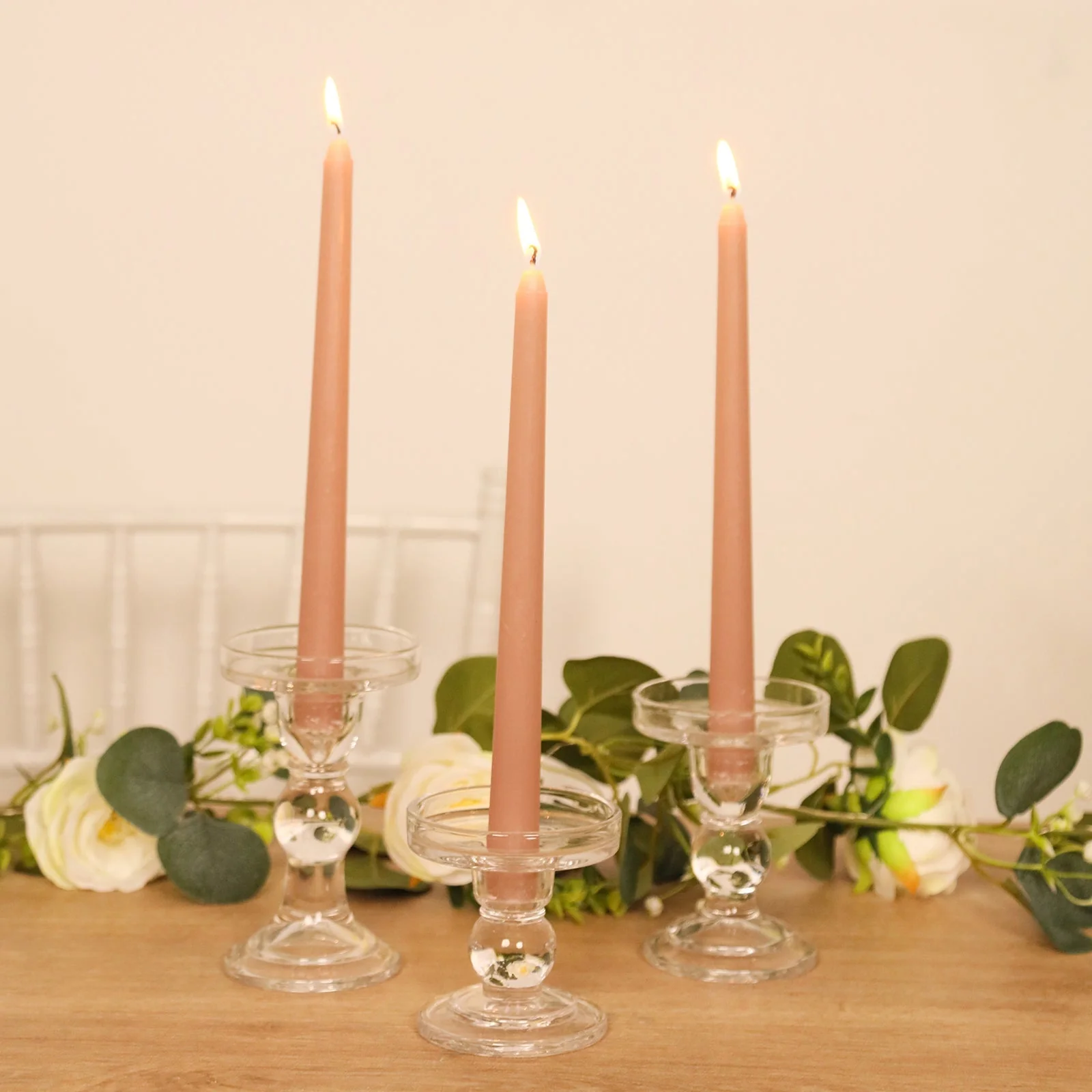 10-Pack Taper Candles 10" Premium Wax Design Dusty Rose - Unscented Candles - Image 6