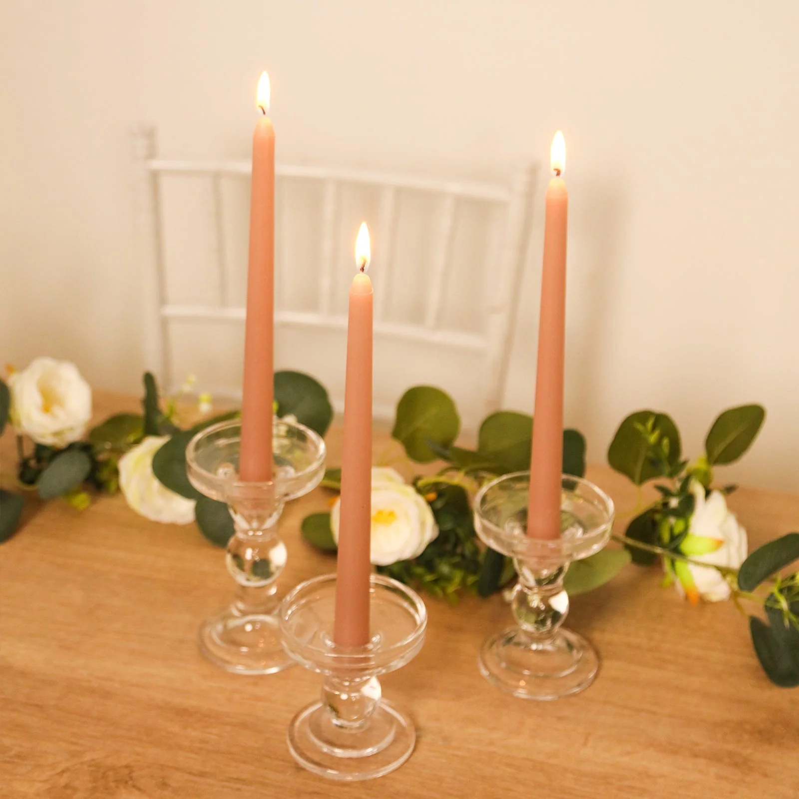 10-Pack Taper Candles 10" Premium Wax Design Dusty Rose - Unscented Candles - Image 8