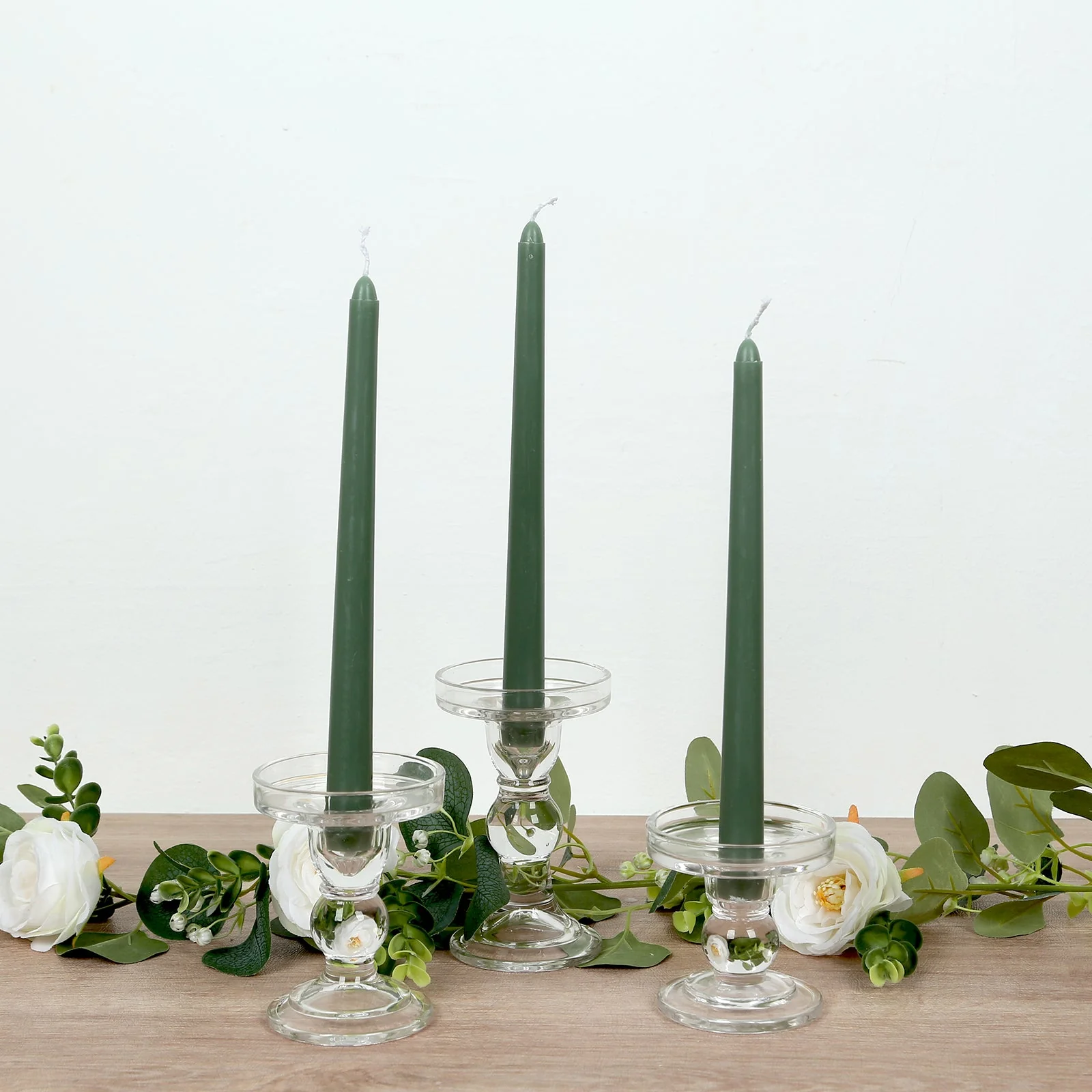 10-Pack Taper Candles 10" Premium Wax Design Dusty Sage Green - Unscented Candles - Image 2