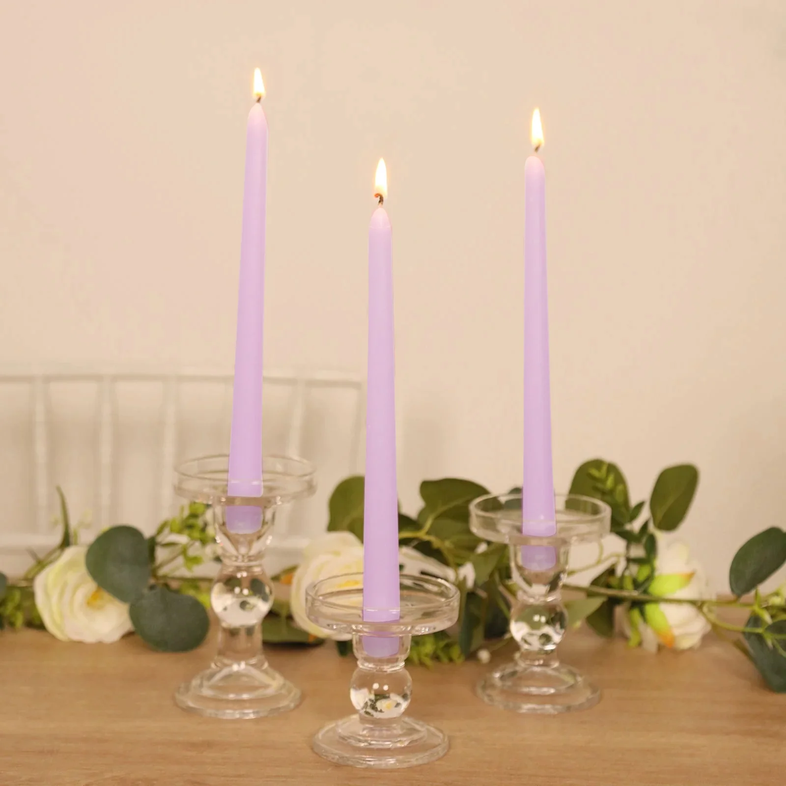 10-Pack Taper Candles 10" Premium Wax Design Lavender Lilac - Unscented Candles - Image 8