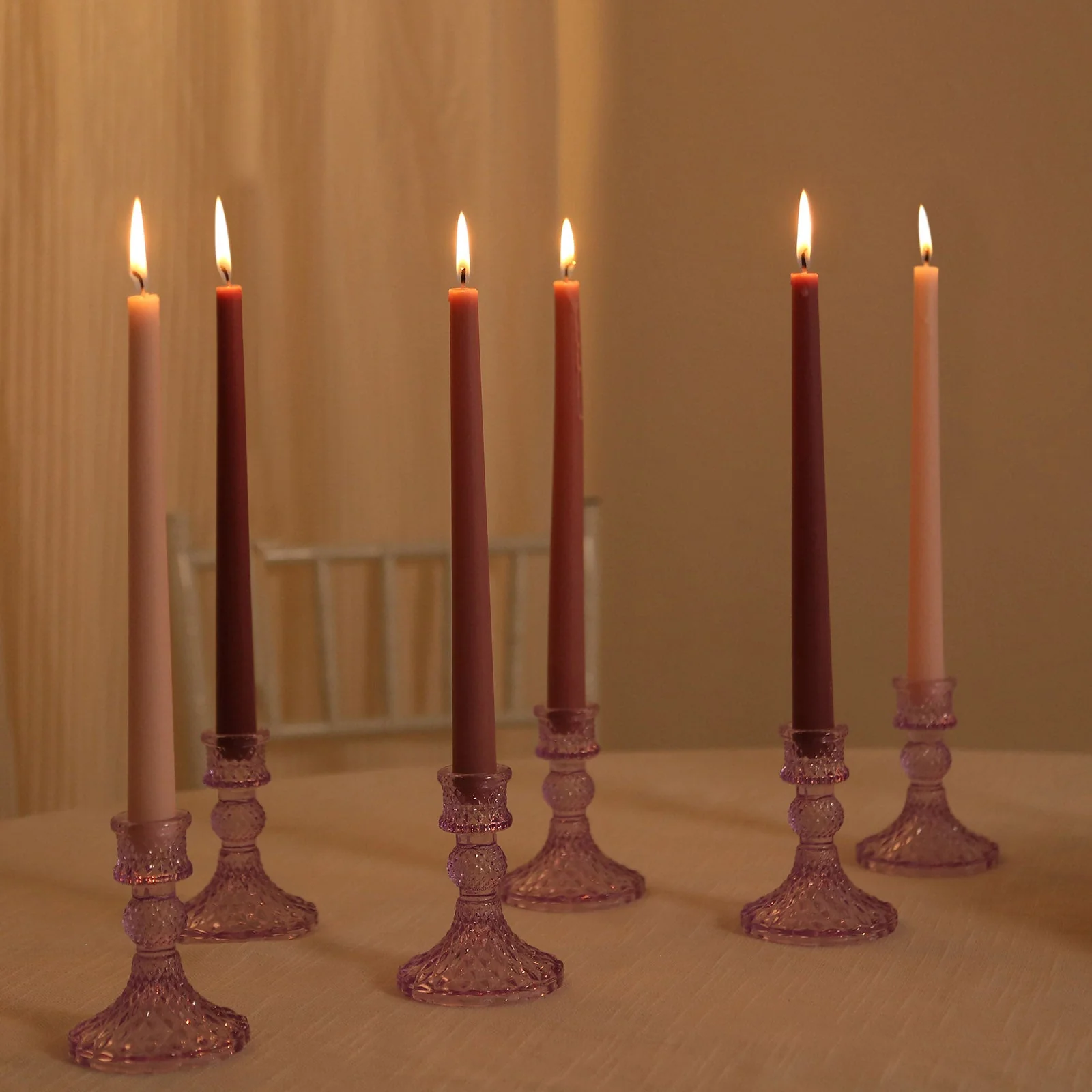12-Pack Taper Candles 10" Premium Wax Design Mixed Dusty Rose - Unscented Candles for Sophisticated Decor - Image 9