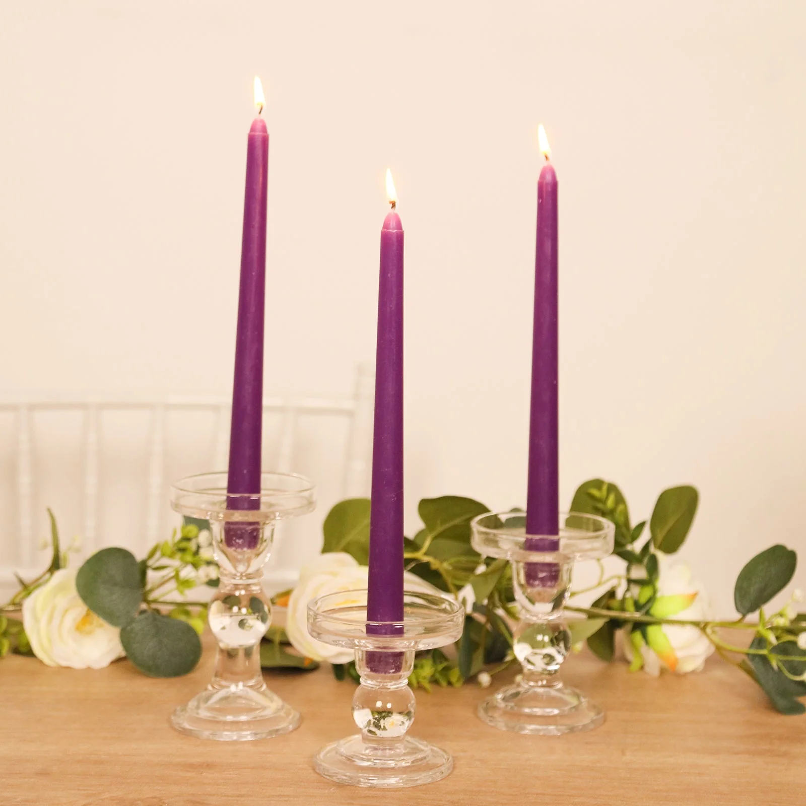 10-Pack Taper Candles 10" Premium Wax Design Purple - Unscented Candles - Image 4