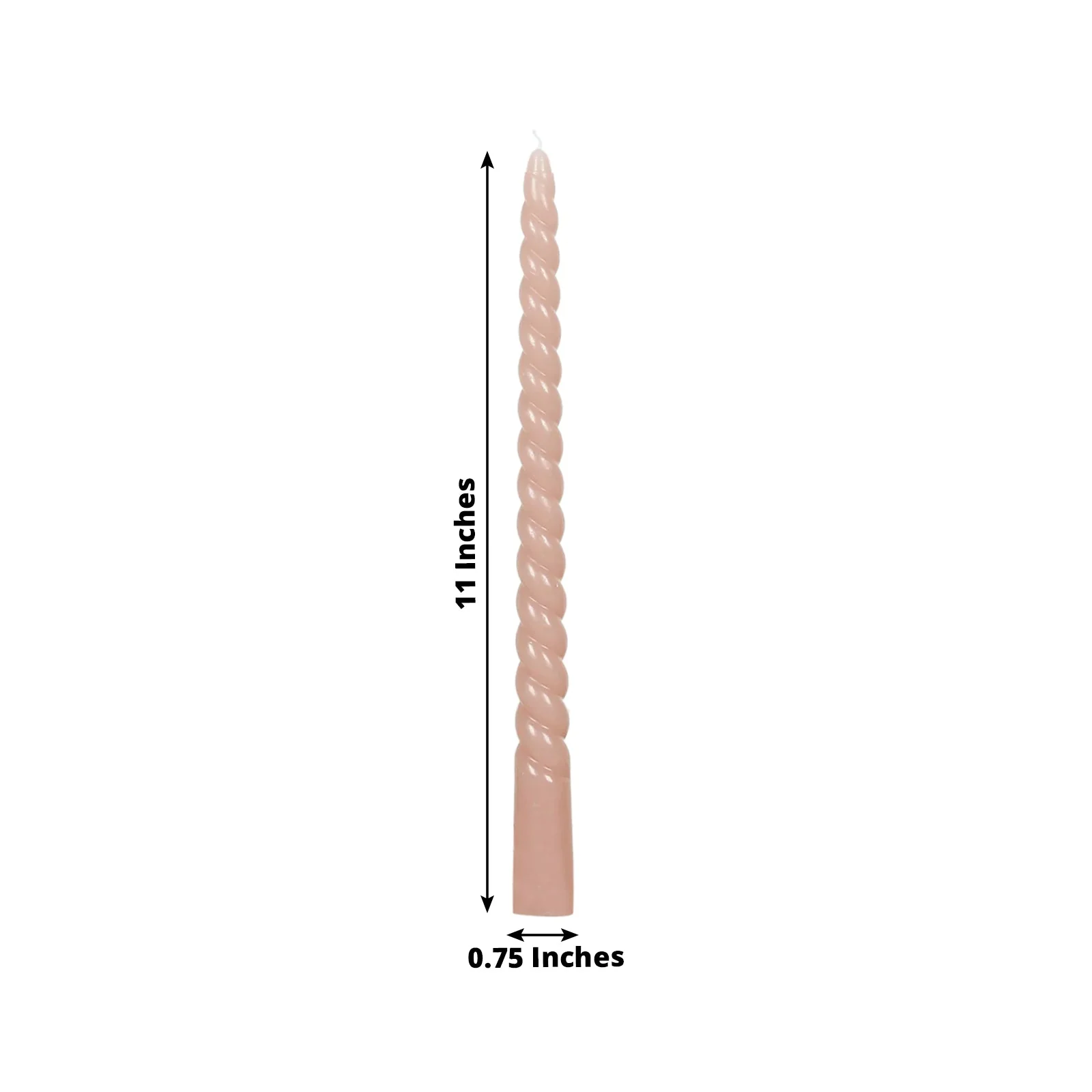 12-Pack Taper Candles 11" Spiral Long Burn Wick Design Dusty Rose - Premium Unscented Wax Dinner Candle Sticks - Image 2