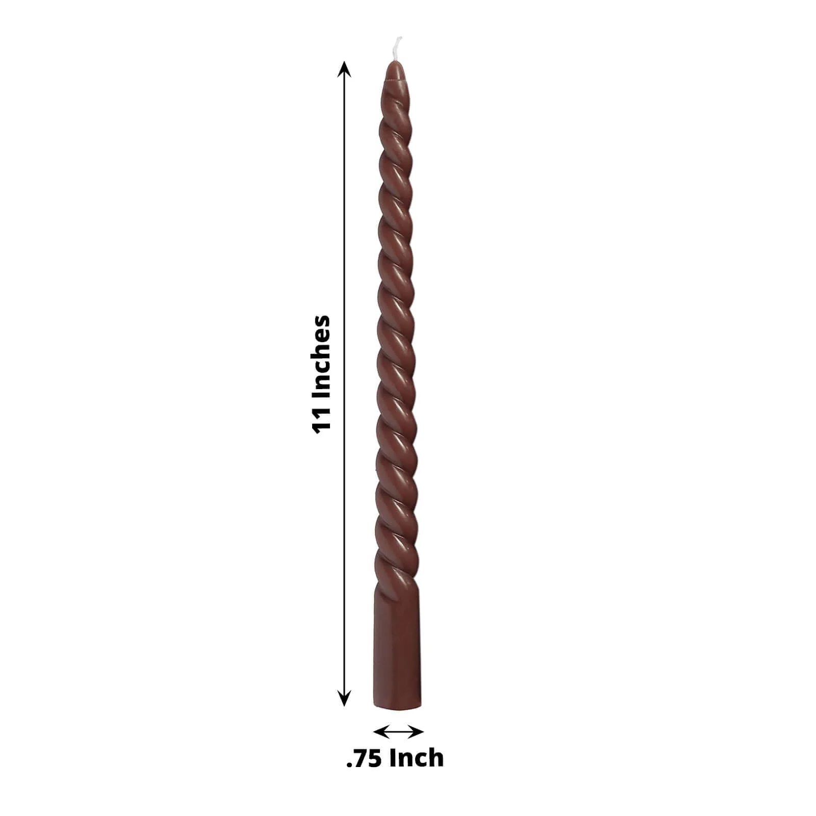 12-Pack Taper Candles 11" Spiral Long Burn Wick Design Mocha Brown - Premium Unscented Wax Dinner Candle Sticks - Image 3