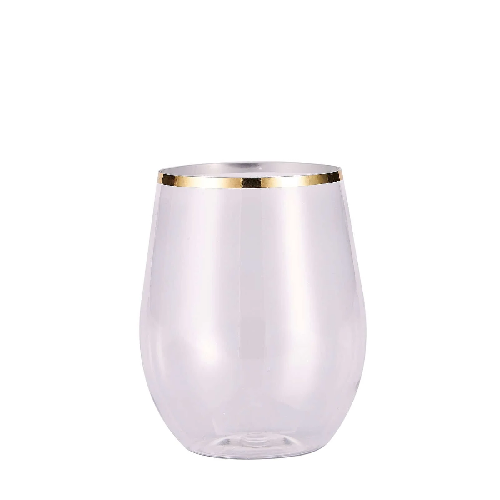 12-Pack Transparent Plastic Stemless Wine Glasses 12oz, Clear with Gold Rim - Reusable Tumblers for Events - Image 6