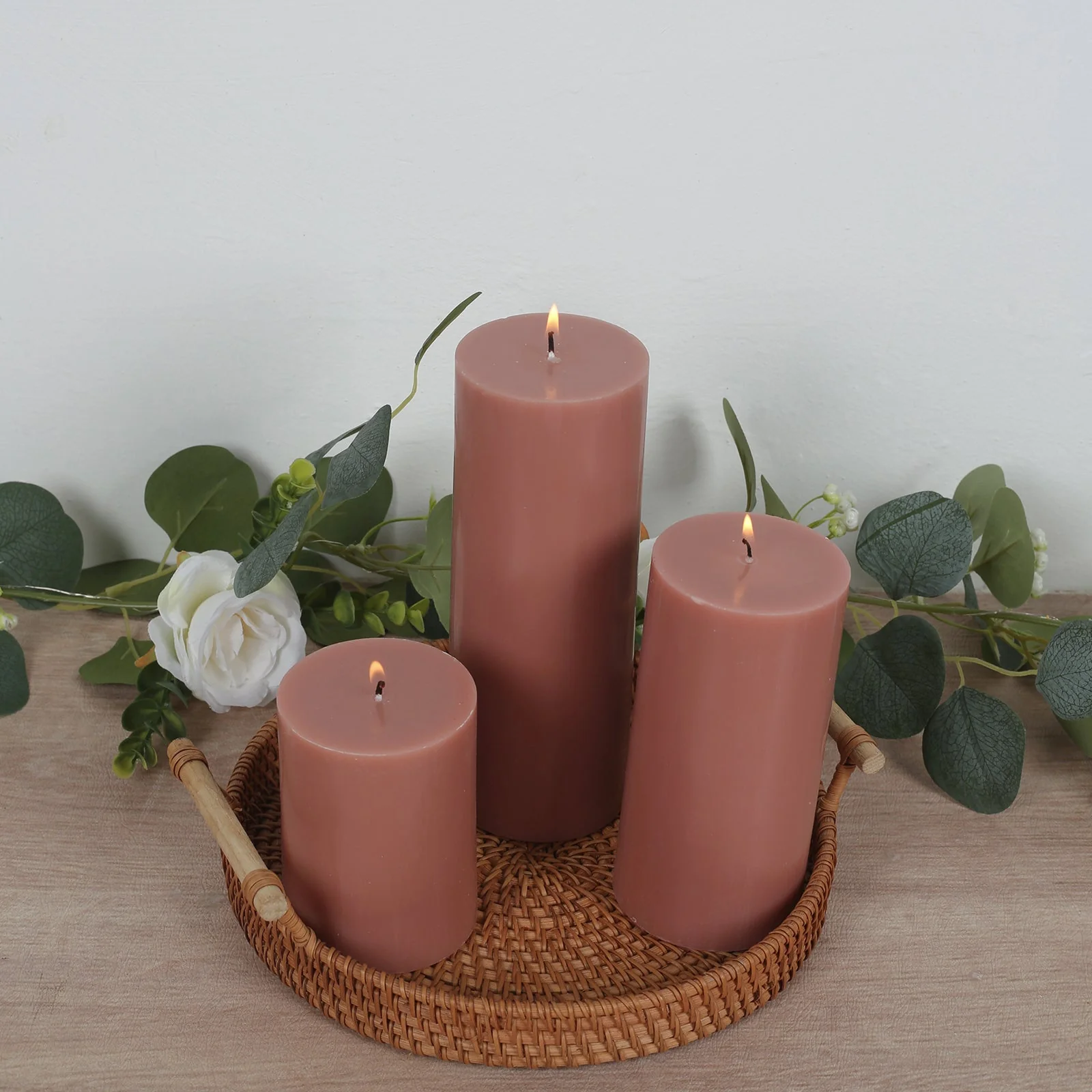 12-Pack Unscented Pillar Candles – Dripless 3"x4" Dusty Rose Paraffin Wax with Smokeless Cotton Wicks, Clean & Long-Lasting Burn for Weddings, Home & Event Decor - Image 2