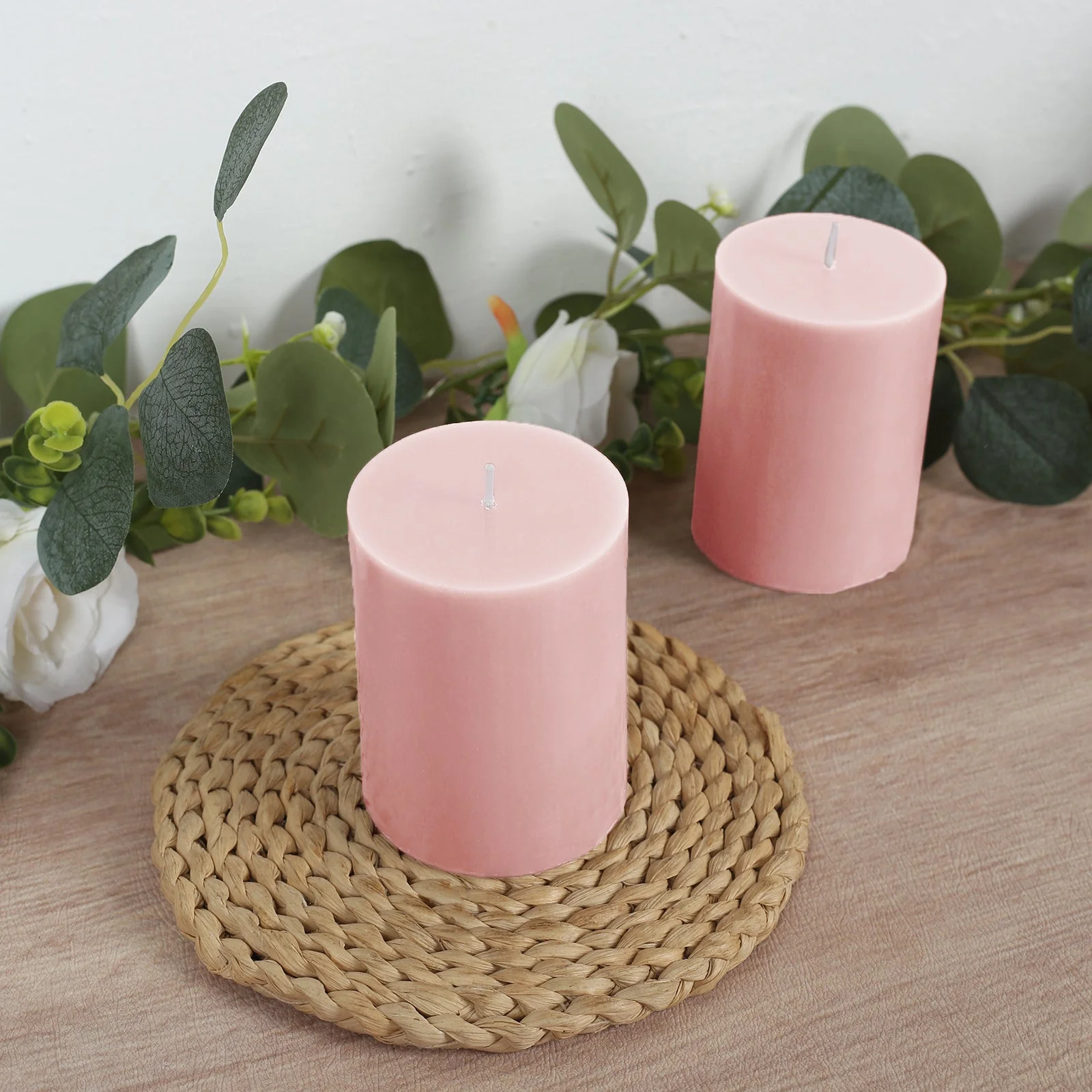 12-Pack Unscented Pillar Candles – Dripless 3"x4" Blush Paraffin Wax with Smokeless Cotton Wicks, Clean & Long-Lasting Burn for Weddings, Home & Event Decor - Image 6