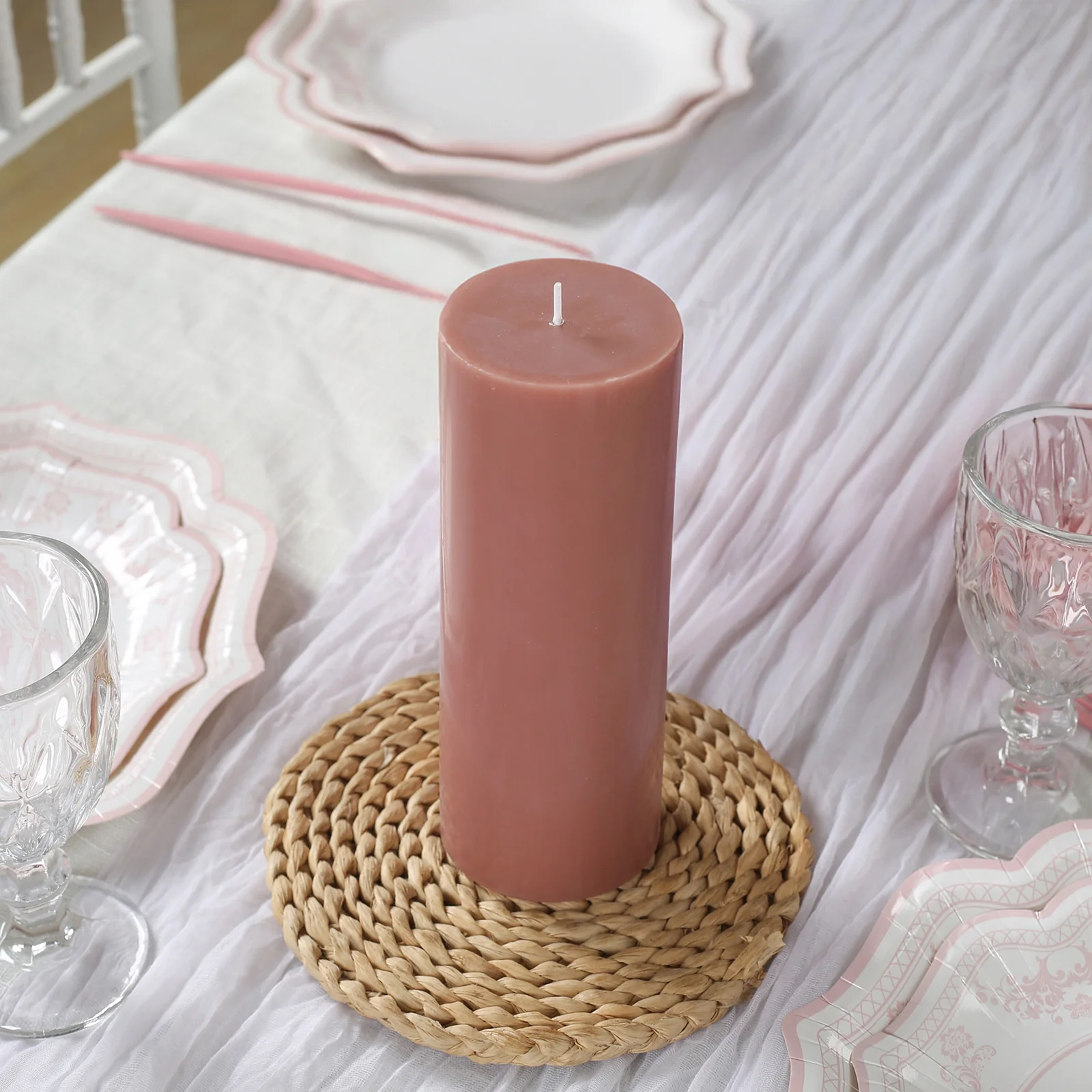 12-Pack Unscented Pillar Candles – Dripless 3"x8" Dusty Rose Paraffin Wax with Smokeless Cotton Wicks, Clean & Long-Lasting Burn for Weddings, Home & Event Decor - Image 7