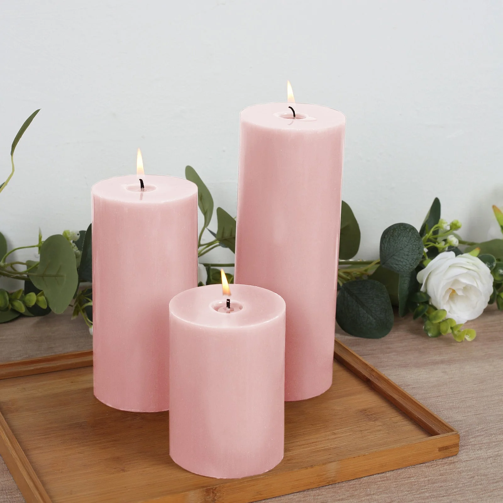 12-Pack Unscented Pillar Candles – Dripless 3"x8" Blush Paraffin Wax with Smokeless Cotton Wicks, Clean & Long-Lasting Burn for Weddings, Home & Event Decor - Image 2