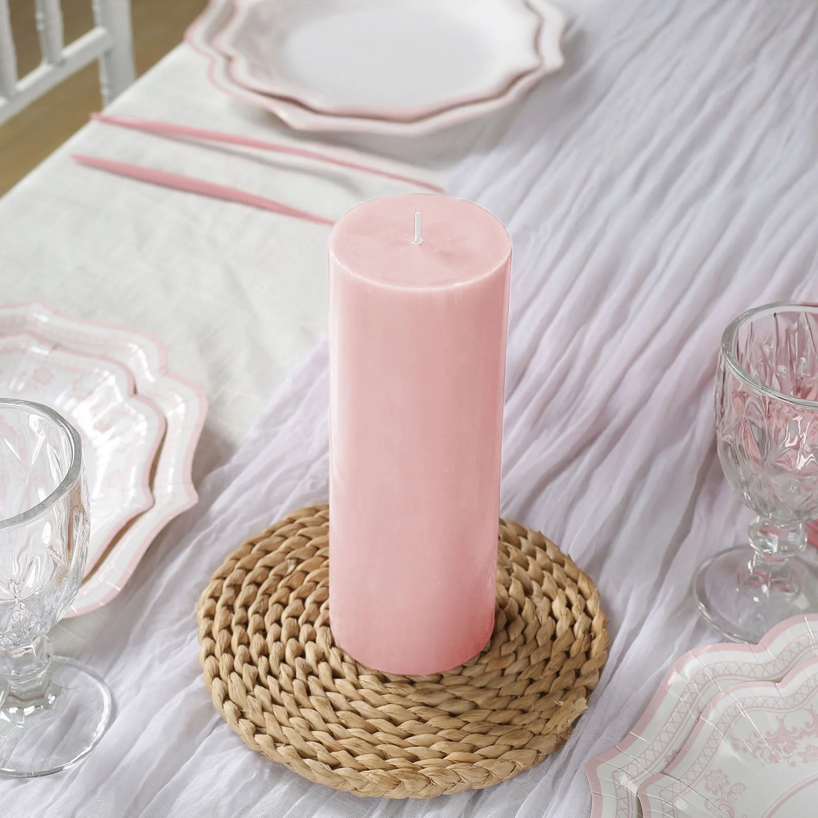 12-Pack Unscented Pillar Candles – Dripless 3"x8" Blush Paraffin Wax with Smokeless Cotton Wicks, Clean & Long-Lasting Burn for Weddings, Home & Event Decor - Image 8