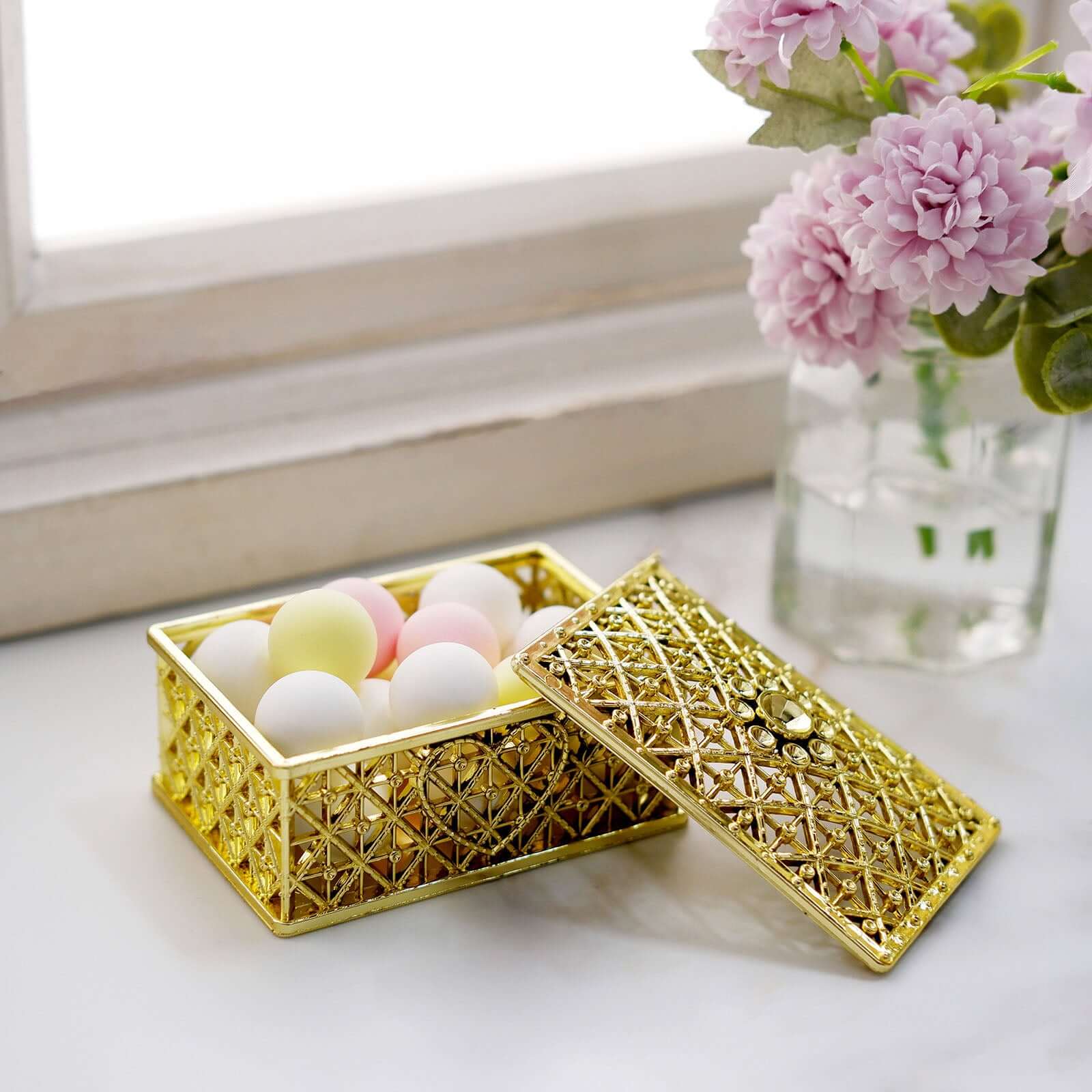 12-Pack Vintage Rectangular Candy Containers 3" Gold - Hollow Party Favor Jewelry Gift Boxes - Image 6