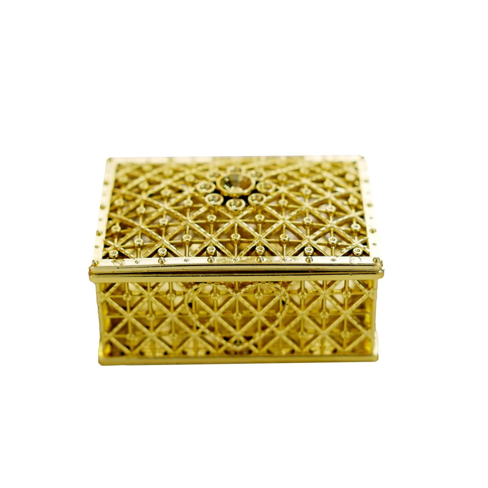 12-Pack Vintage Rectangular Candy Containers 3" Gold - Hollow Party Favor Jewelry Gift Boxes - Image 7