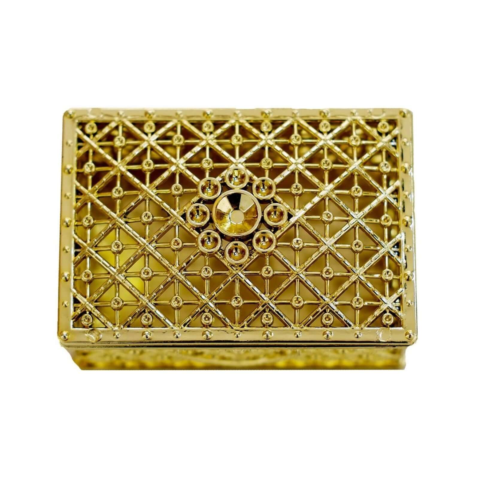 12-Pack Vintage Rectangular Candy Containers 3" Gold - Hollow Party Favor Jewelry Gift Boxes - Image 8