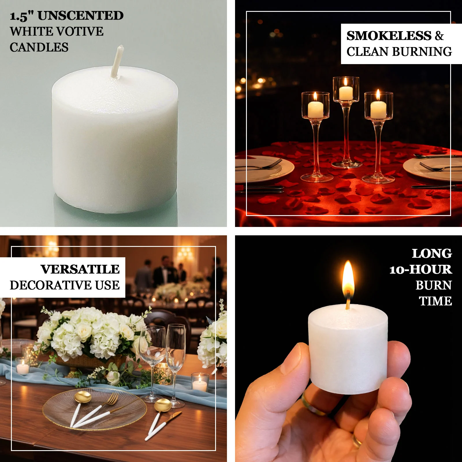 12 Pack White Votive Candles, 1.5" Unscented – 10 Hour Burn, Clean Cotton Wick - Image 4