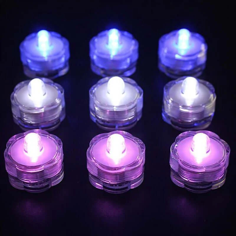 12-Pack Waterproof LED Lights Flower Shaped Design Light Blue - Battery Operated Submersible Décor - Image 7
