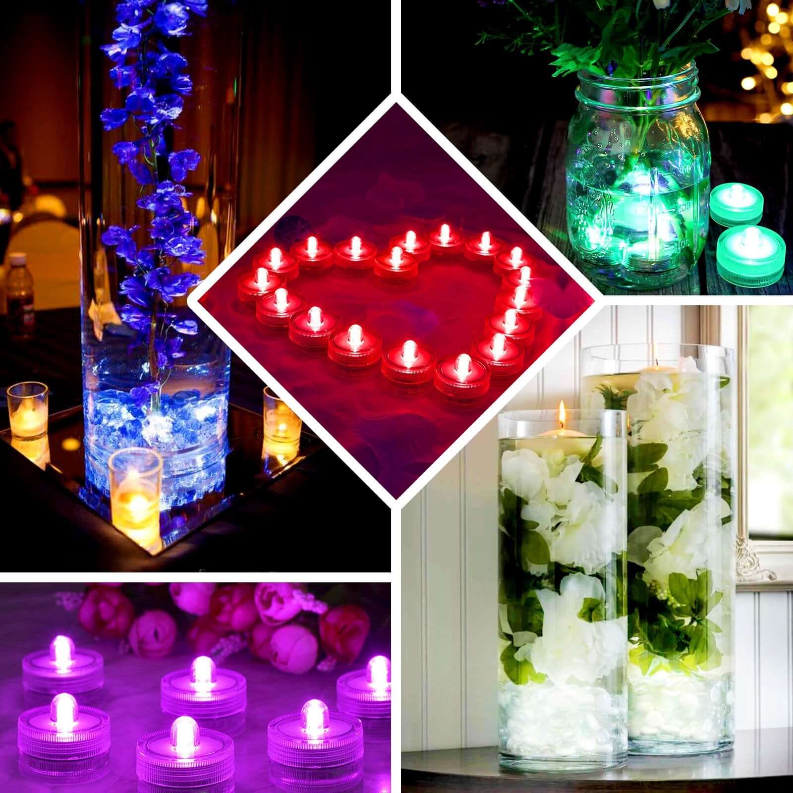 12-Pack Waterproof LED Lights Flower Shaped Design White - Battery Operated Submersible Décor - Image 5