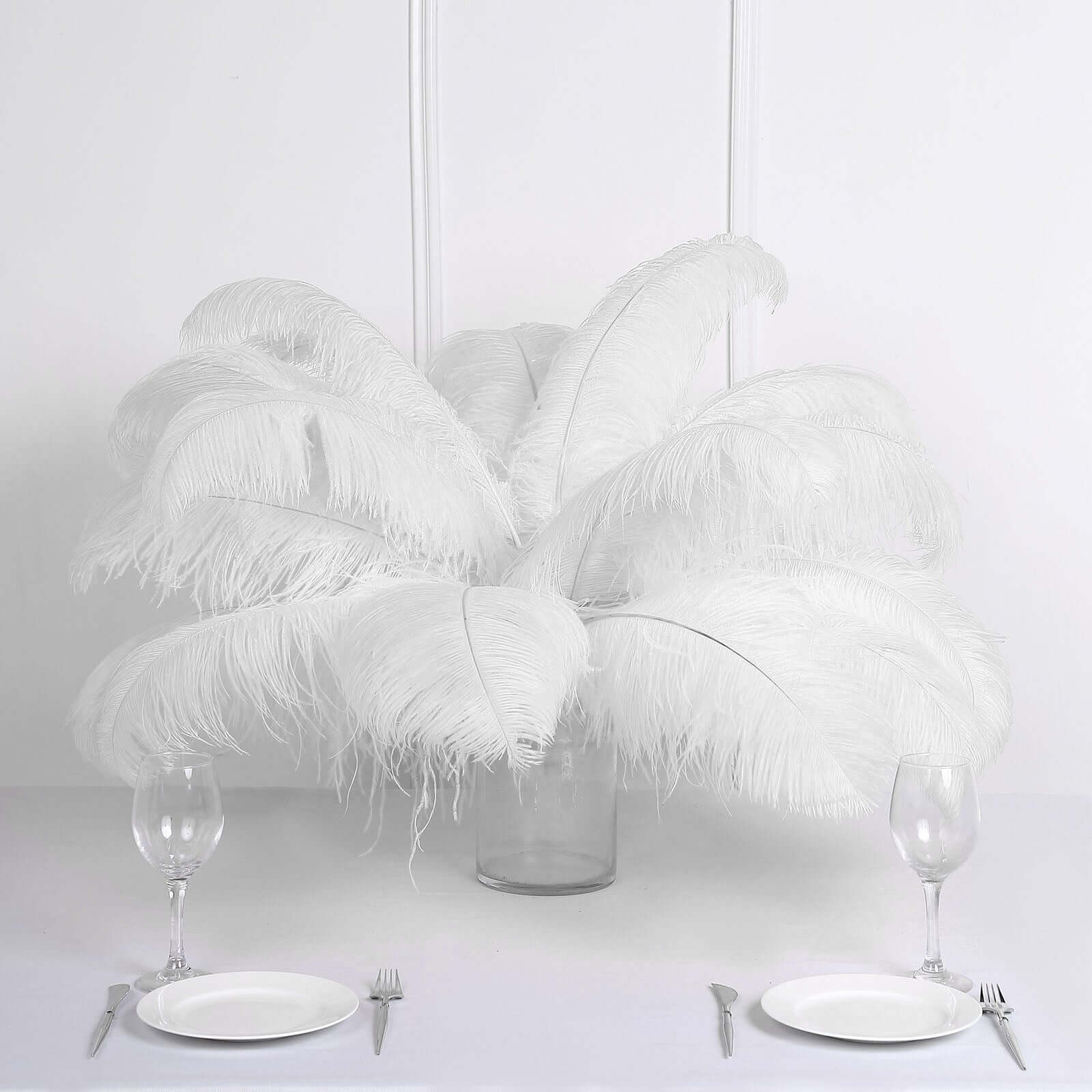 12 Pack White Natural Plume Ostrich Feathers Centerpiece Filler 24"-26" - Image 6