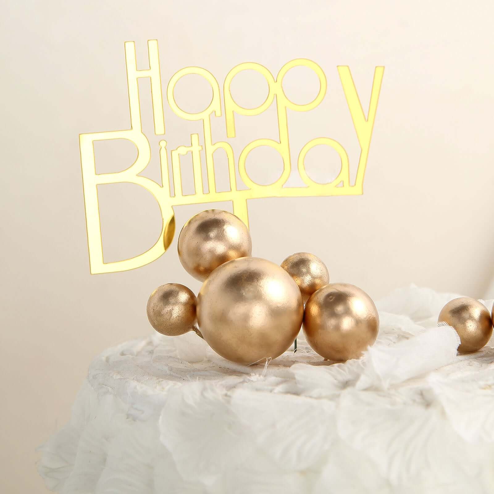 12 Pcs Cake Topper Picks Gold Faux Pearl Ball Design - Foam Balloon DIY Cupcake Decor Supplies Assorted Sizes - Image 6