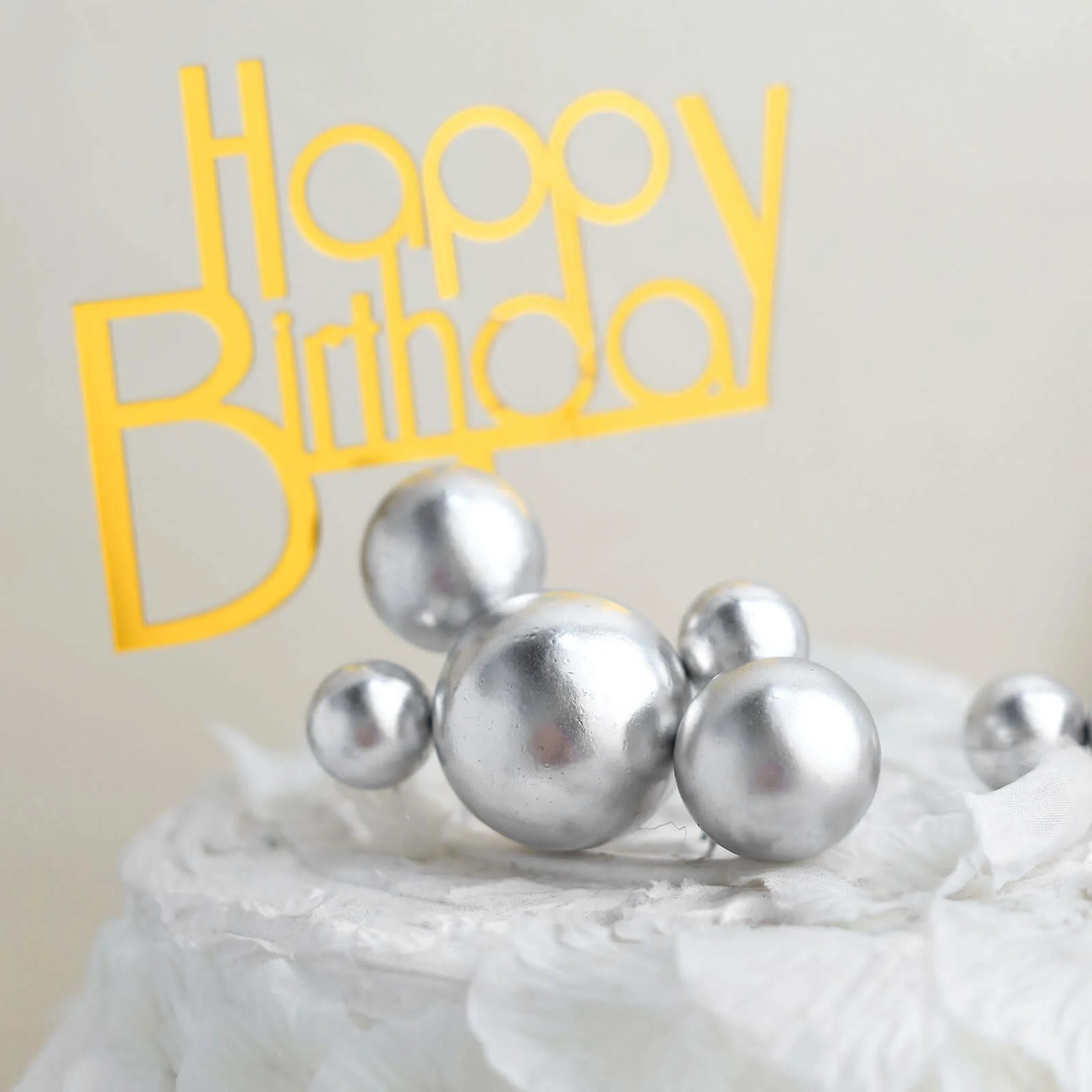 12 Pcs Cake Topper Picks Silver Faux Pearl Ball Design - Foam Balloon DIY Cupcake Decor Supplies Assorted Sizes - Image 6